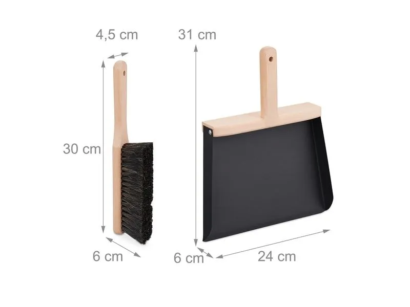 relaxdays Kehrgarnitur Eisen Holz Polyester Schwarz Natur relaxdays Kehrgarnitur Eisen Holz Polyester Schwarz Natur