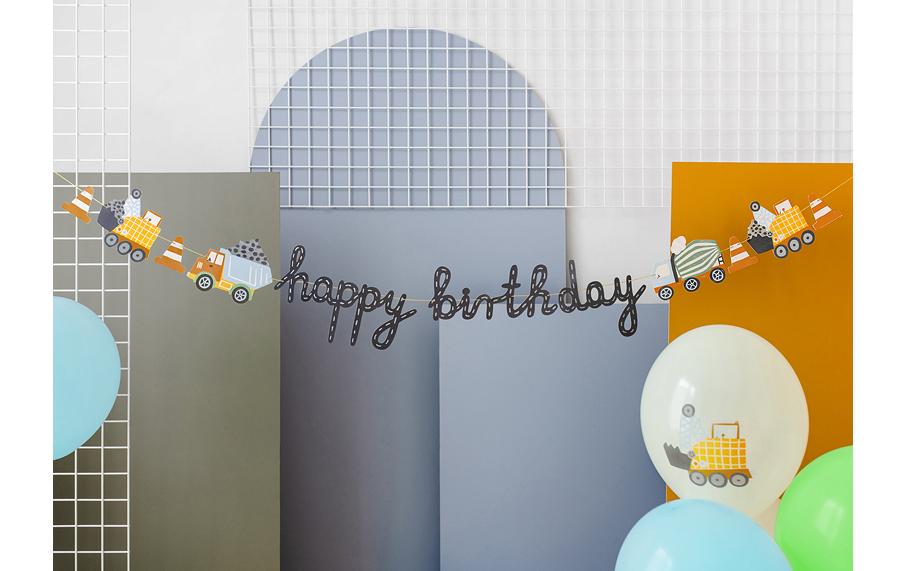 Partydeco Luftballon Ballon Baufahrzeuge Ø 30 cm, 6 Stück, Mehrfarbig