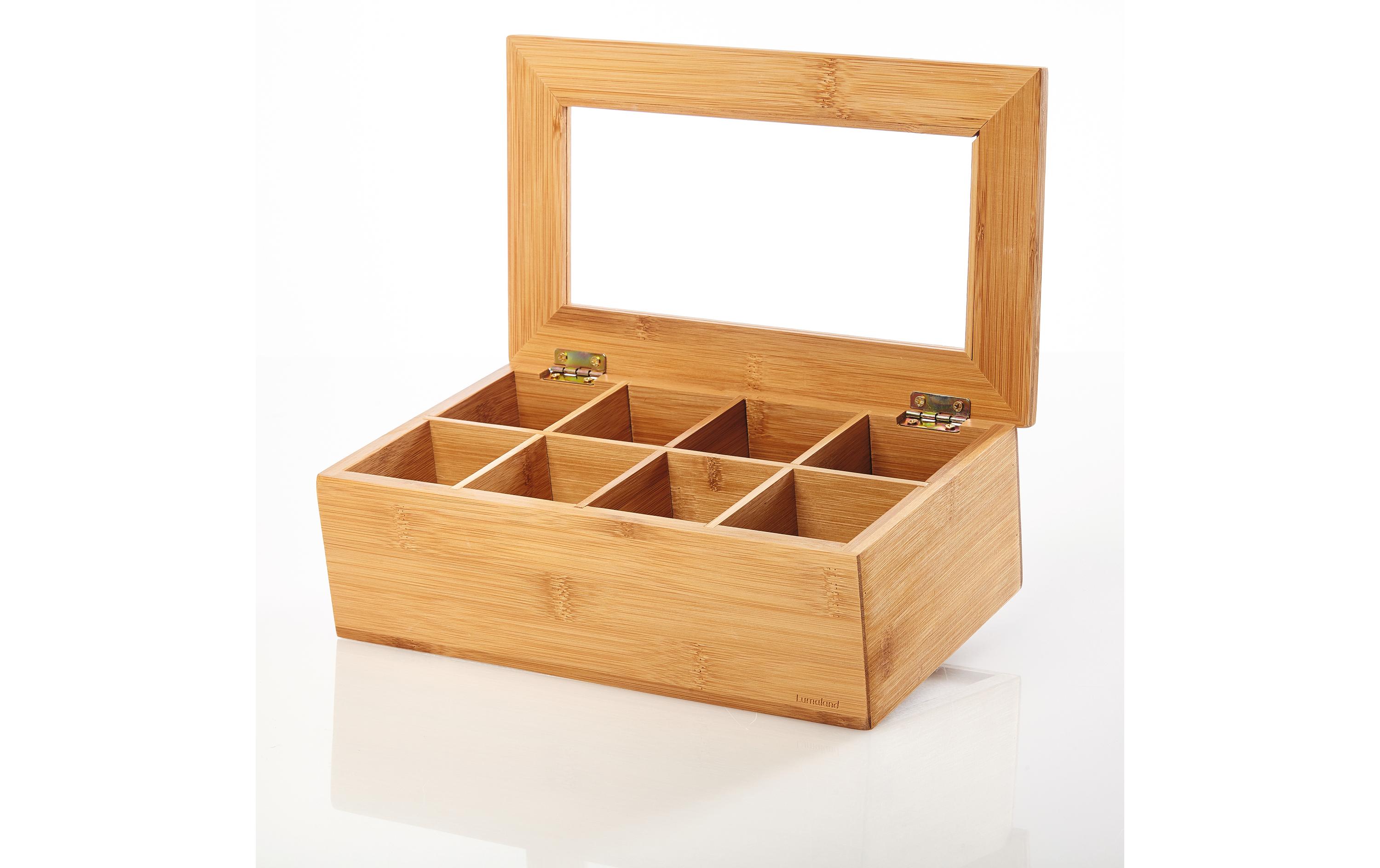 Lumaland Teebeutel-Box 28 x 16 x 9 cm Bambus, China, 8 Fächer Lumaland Teebeutel-Box 28 x 16 x 9 cm Bambus, China, 8 Fächer