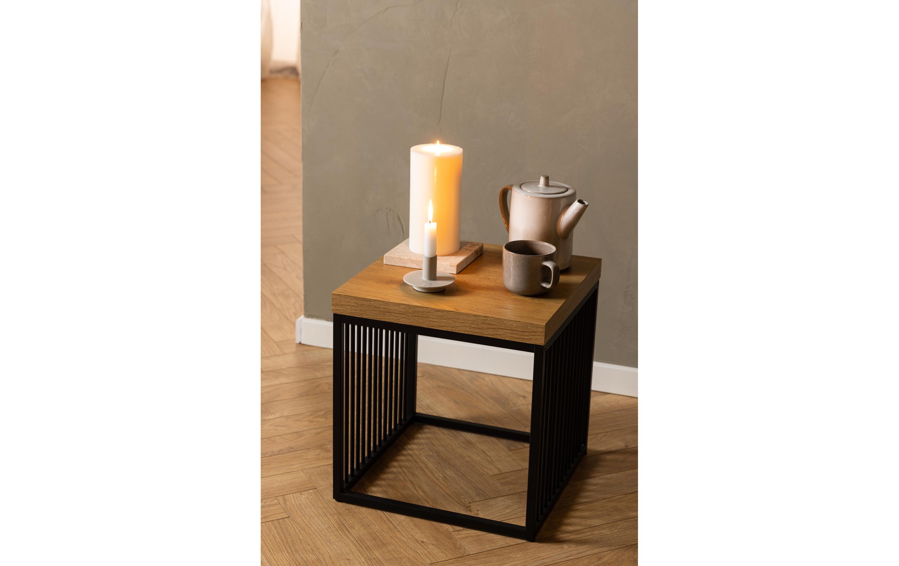 AC Design Beistelltisch Strington 40 x 40 x 42 cm, Braun/Schwarz