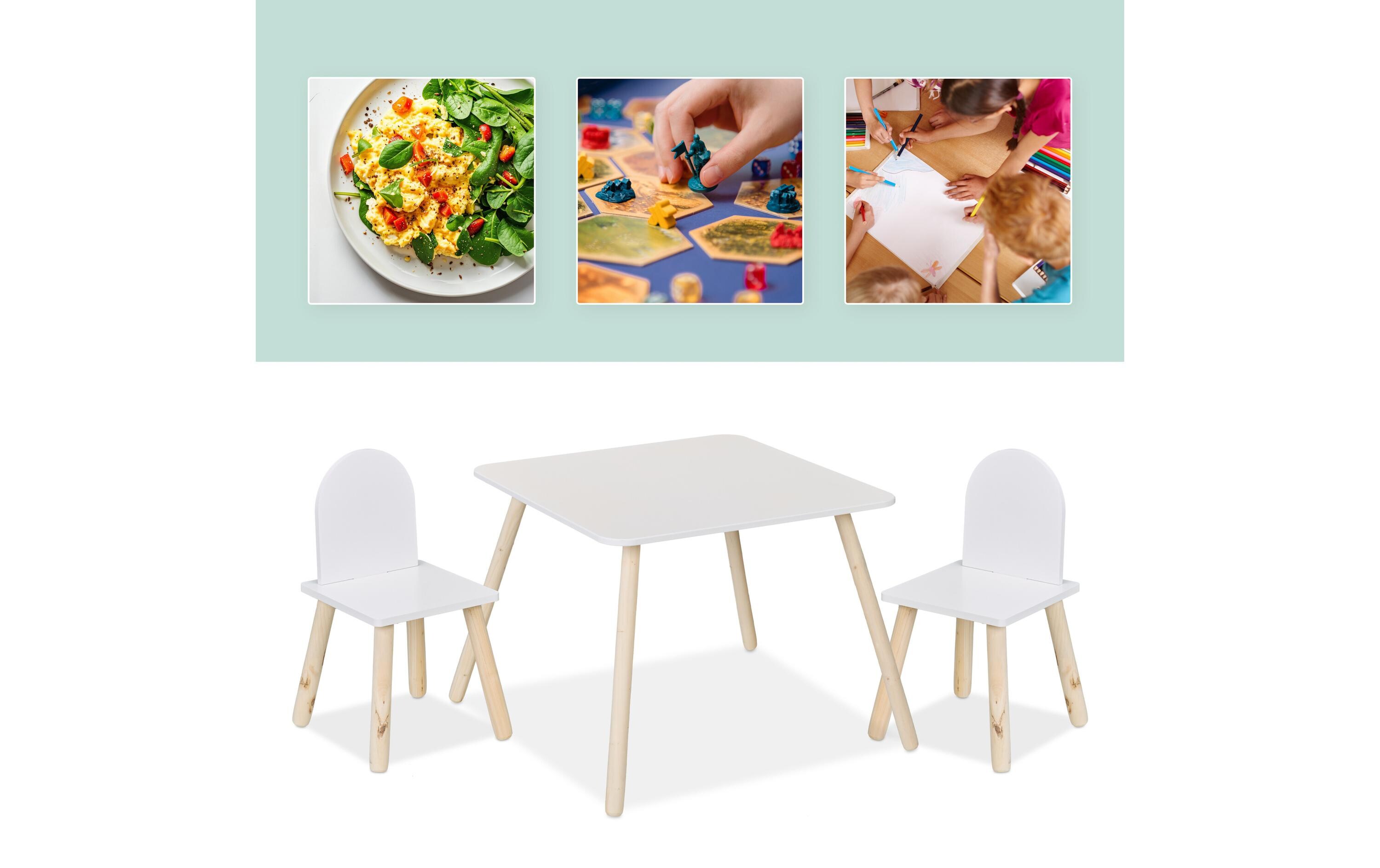 relaxdays Kindersitzgruppe 3-teilig Hellbraun; Weiss