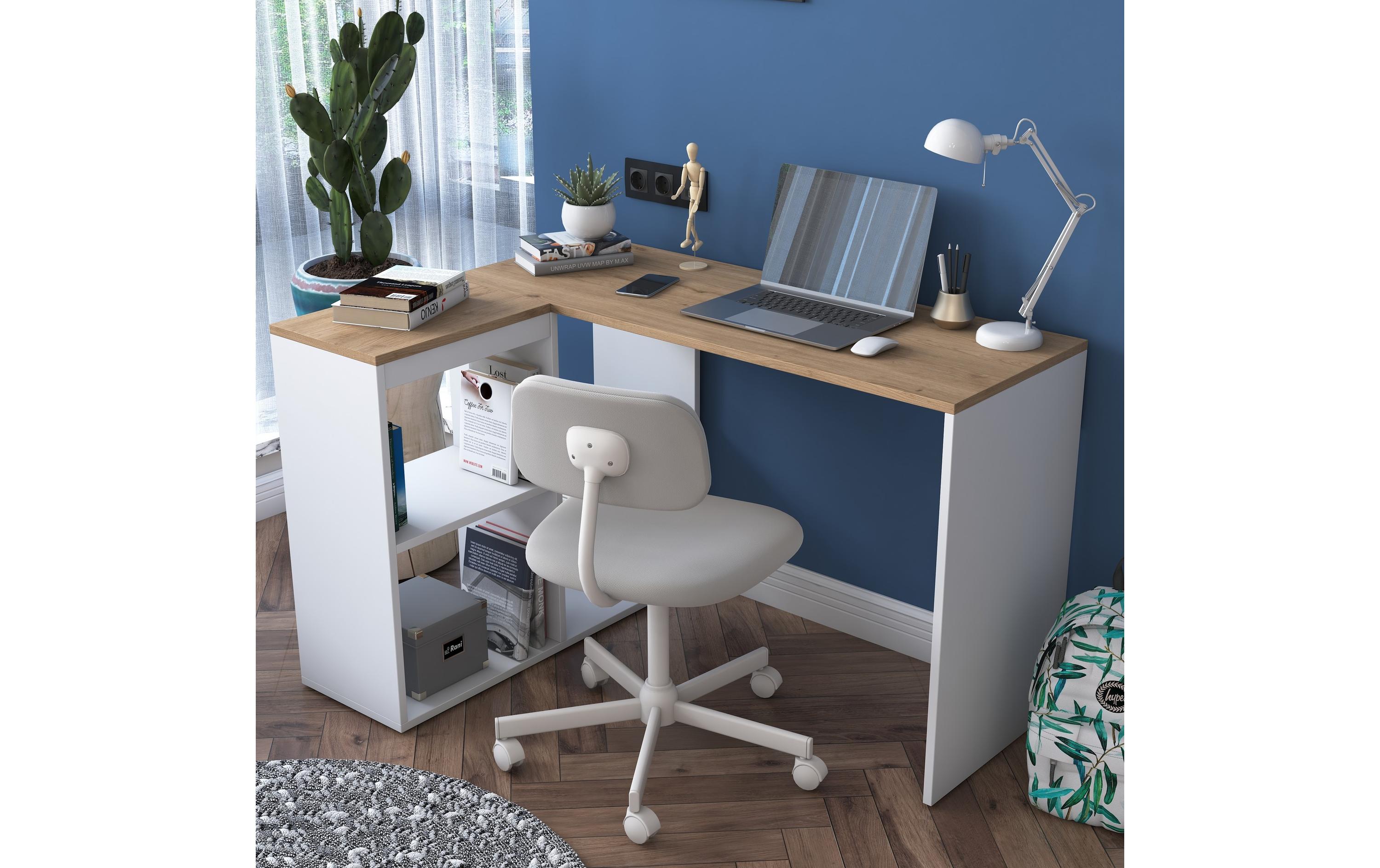 Woody Fashion Bürotisch Weiss, 120 x 74.8 x 50 cm