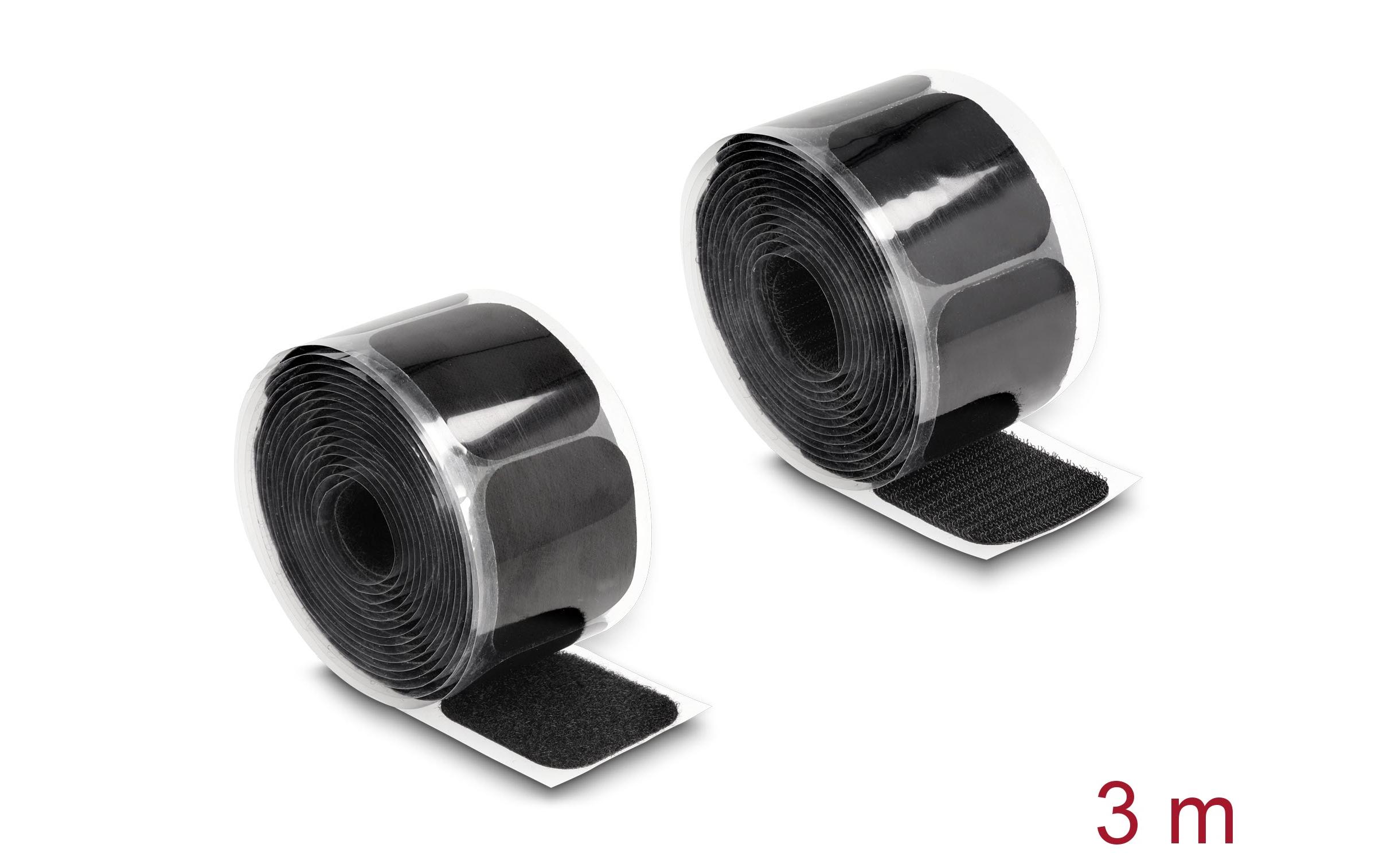 Delock Klettpad auf Rolle selbstklebend Schwarz, 3 m