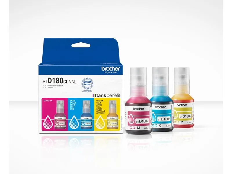 Brother Tinte BTD180 clVAL Cyan/Magenta/Yellow Brother Tinte BTD180 clVAL Cyan/Magenta/Yellow