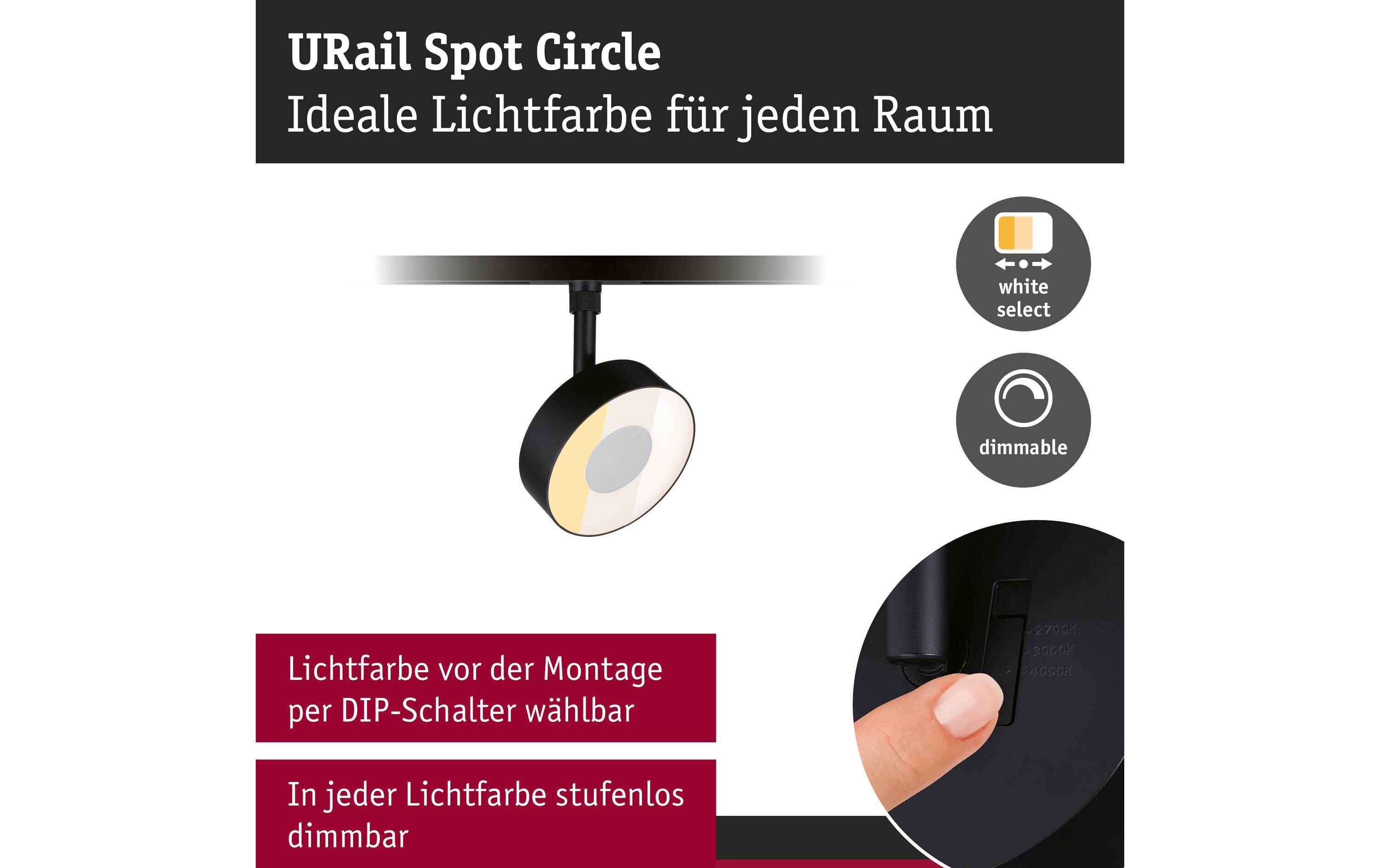 Paulmann URail Schienenspot Circle dimmbar 230 V Schwarz Paulmann URail Schienenspot Circle dimmbar 230 V Schwarz