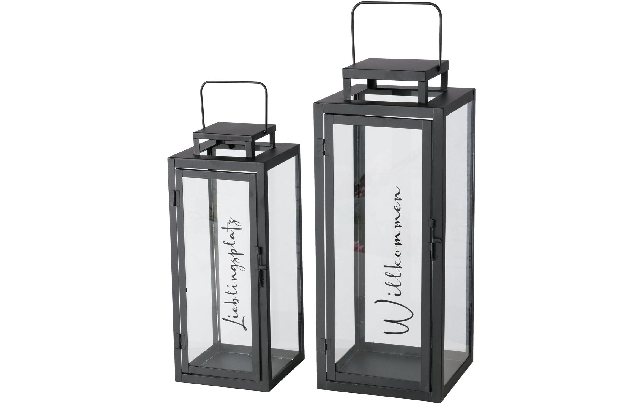 Boltze Laterne Berlin 2-teilig, 40 cm/50 cm, Schwarz