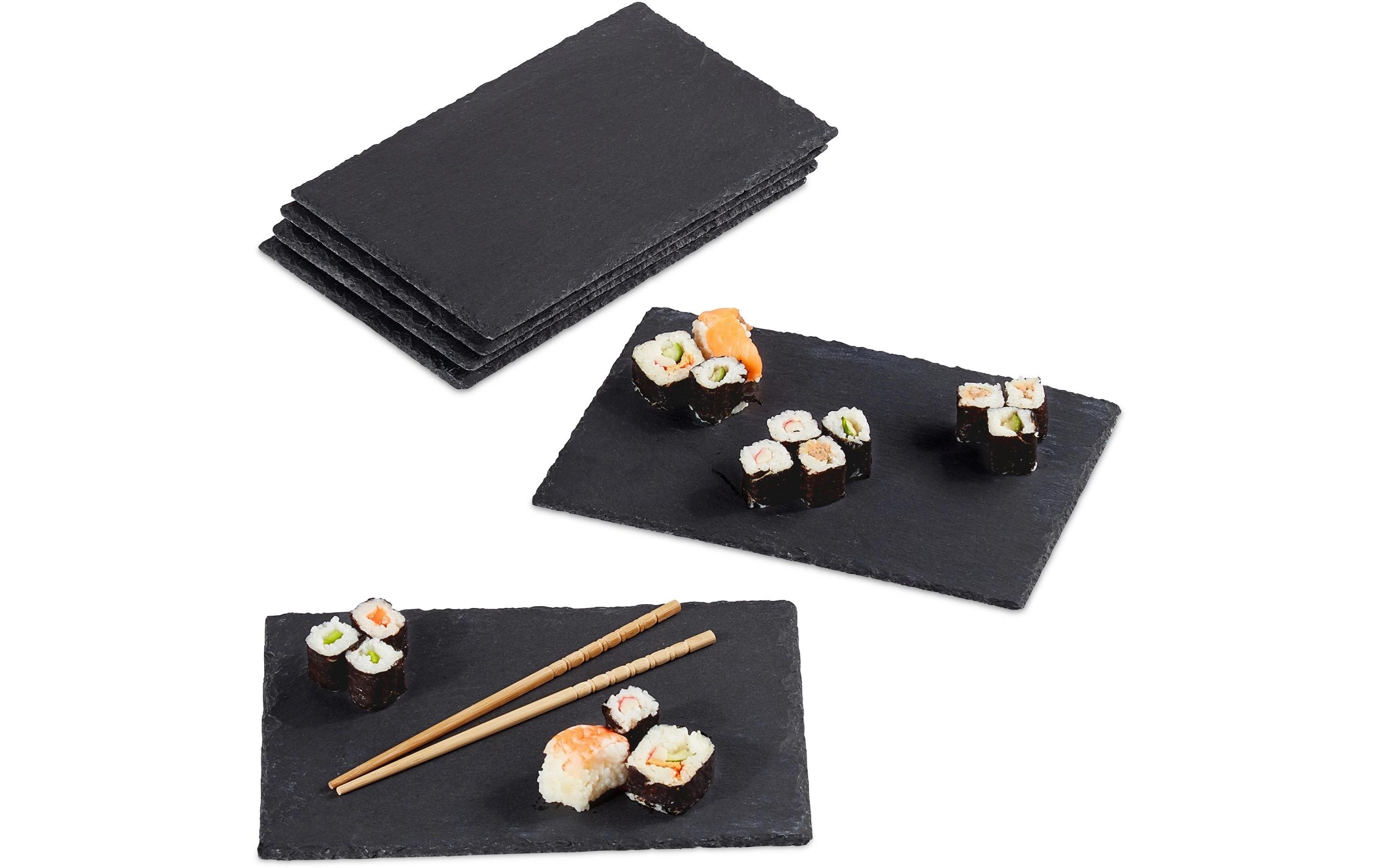 relaxdays Servierplatte 6 Stück, Schwarz