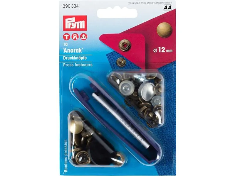 Prym Druckknöpfe Anorak Altmessing, 12 mm Prym Druckknöpfe Anorak Altmessing, 12 mm