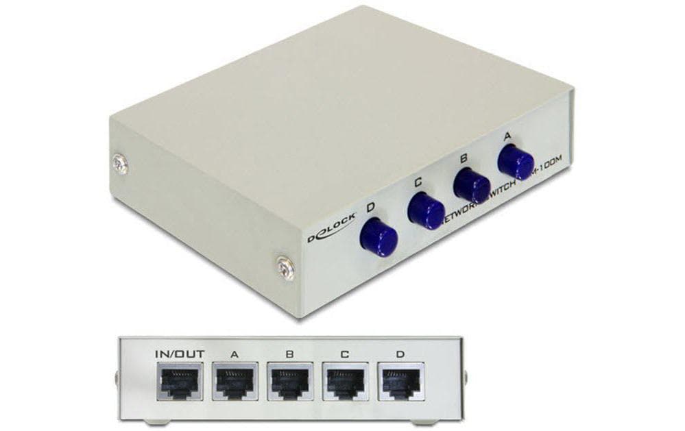 Delock LAN-Switchbox RJ-45 4 Port, 100Mbps