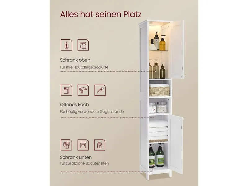 VASAGLE Badezimmerregal 30 x 170 cm, Weiss VASAGLE Badezimmerregal 30 x 170 cm, Weiss