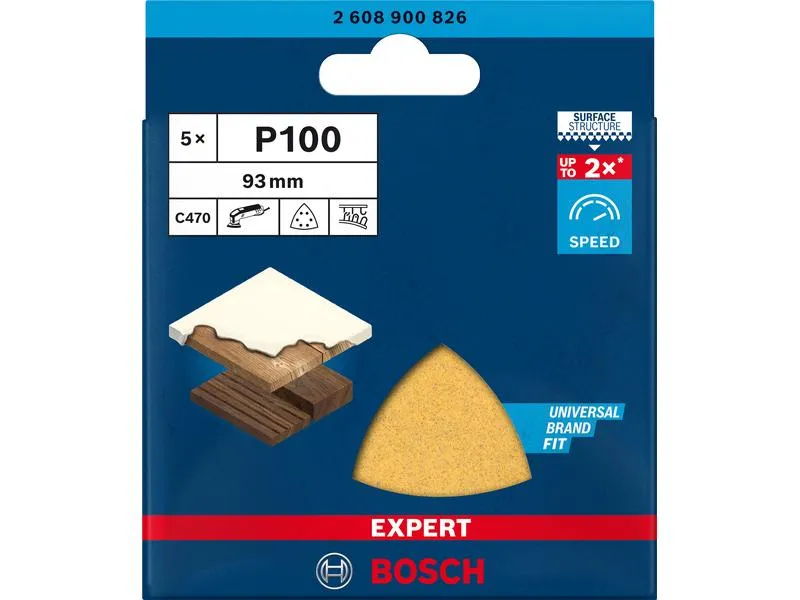 Bosch Professional Schleifpapier EXPERT C470, 93 mm, G 100, 5 Stück