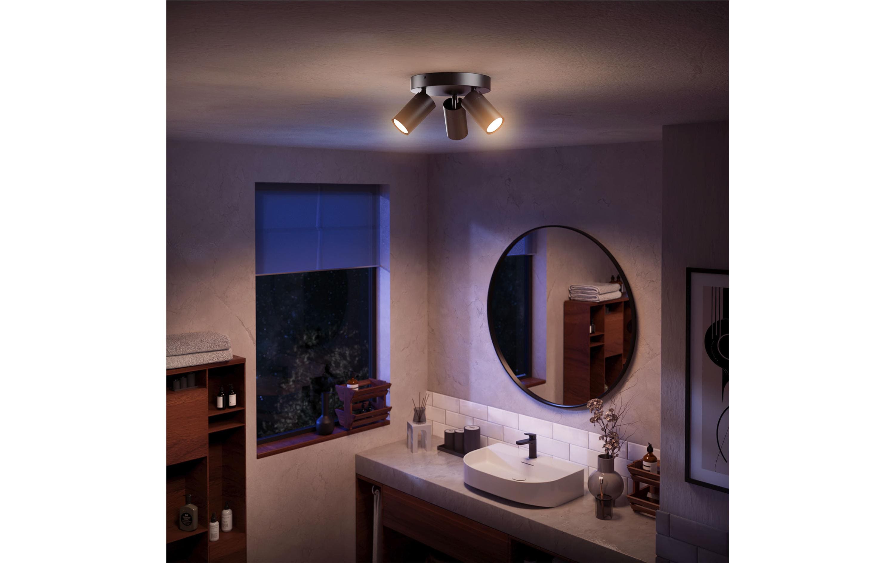 Philips Aufbauspot Idris GU10, IP44, rund Schwarz, ohne LM