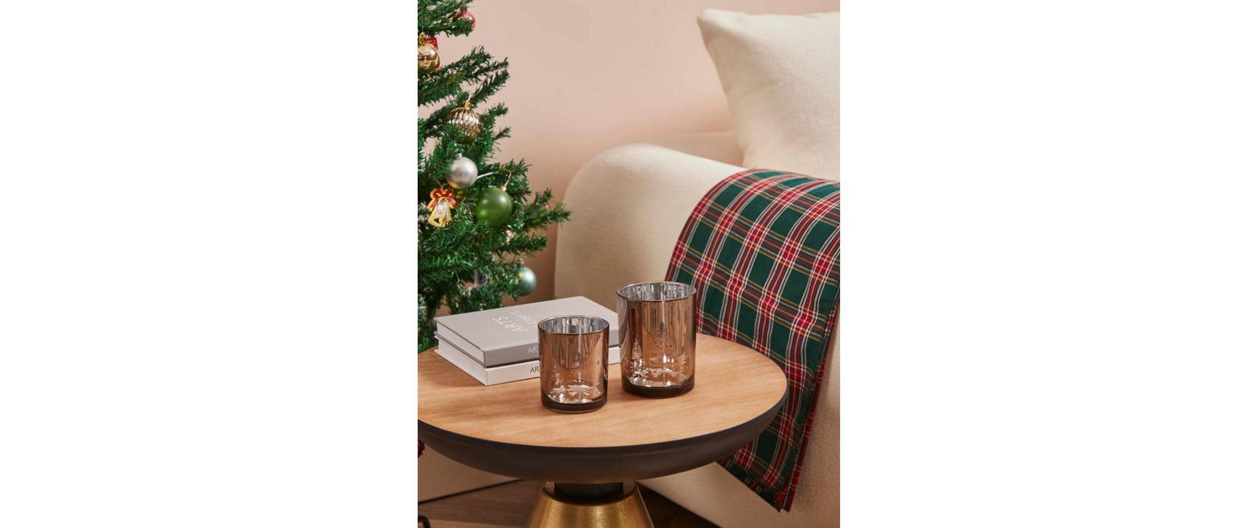 EGLO Teelichthalter Windlicht Christmas Lukut 10 cm Braun, Glas