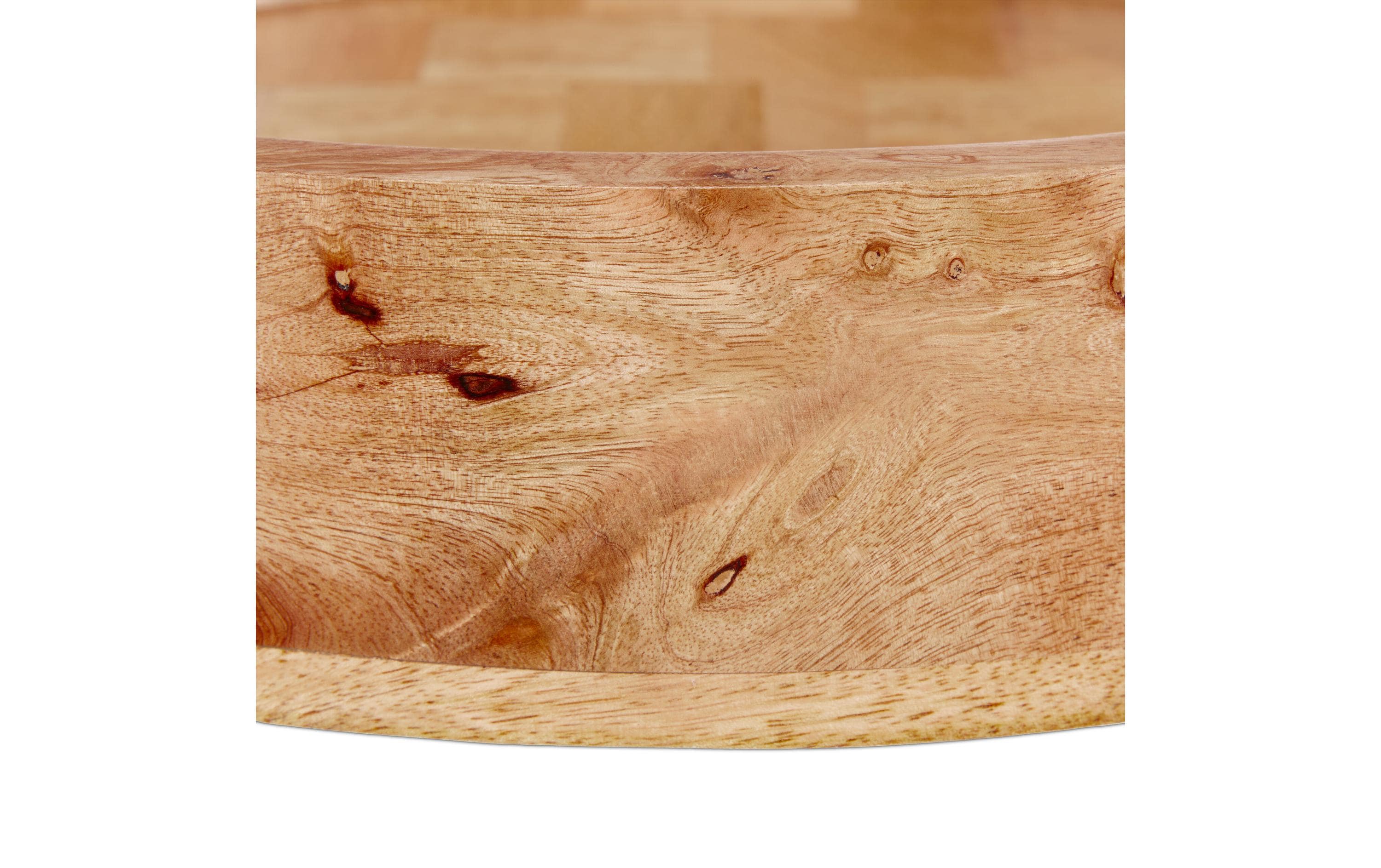 relaxdays Serviertablett Mangoholz Natur, Schwarz, 35 cm