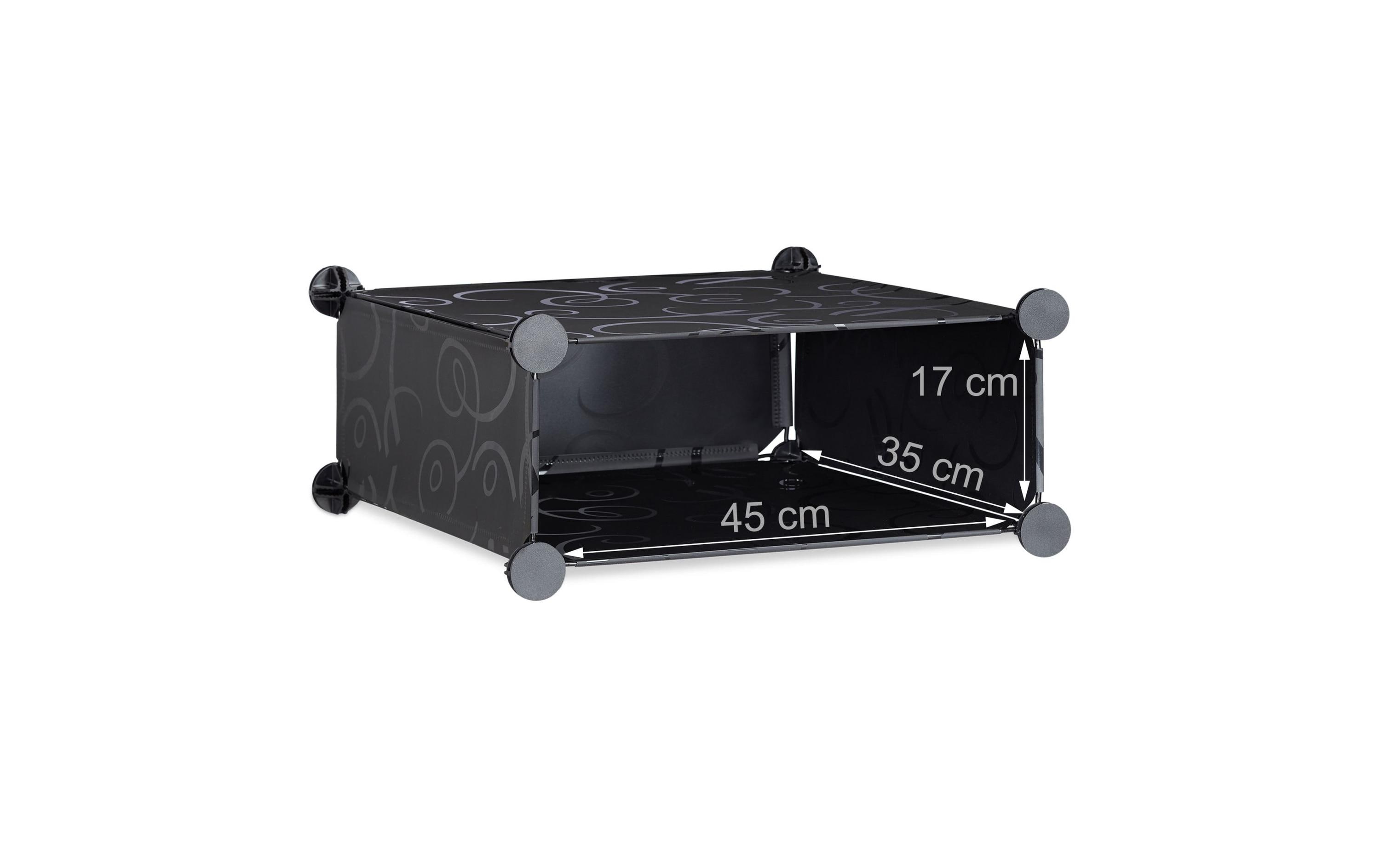 relaxdays Schuhschrank mit 12 Fächern Schwarz/Transparent