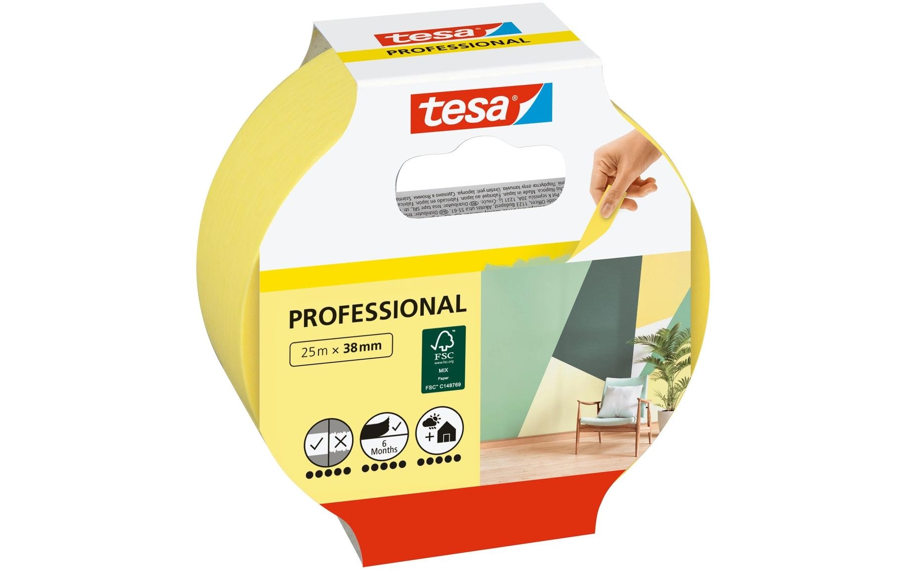 tesa Malerband Malerkrepp Professional 25m x 38 mm tesa Malerband Malerkrepp Professional 25m x 38 mm
