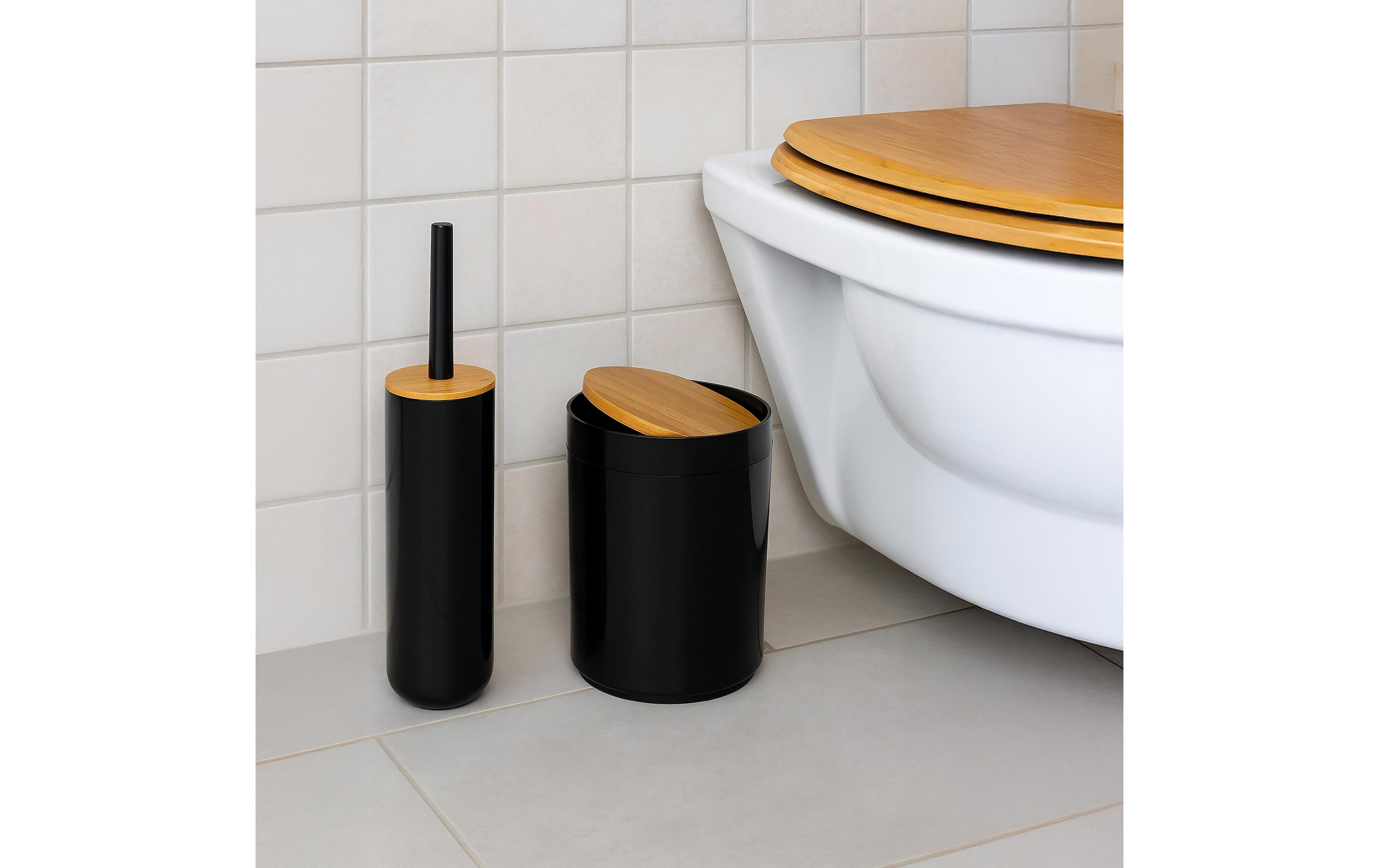 relaxdays Badezimmer-Set 7-teilig, Schwarz