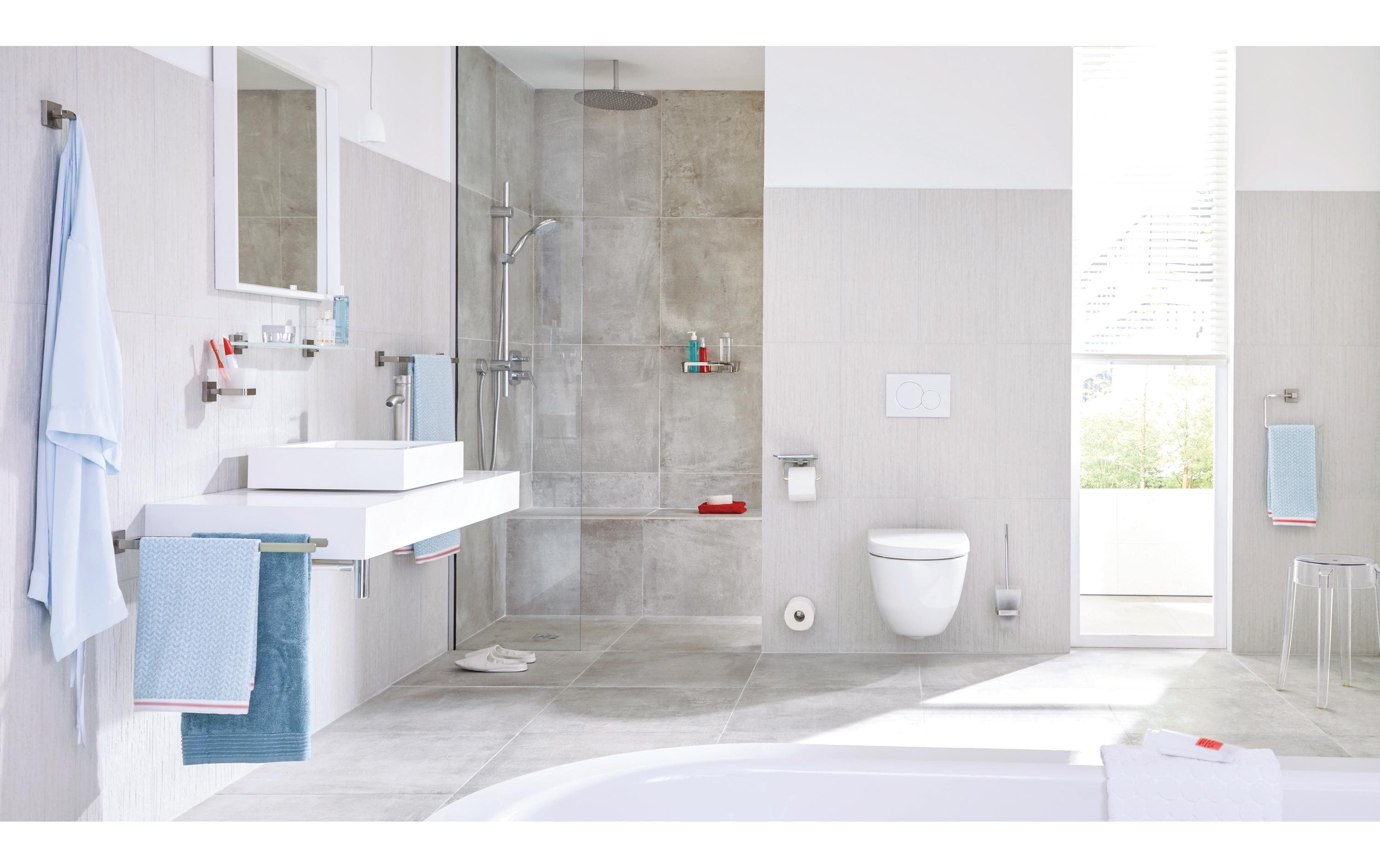 tesa Exxclusiv Glasablage ohne Bohren, silber