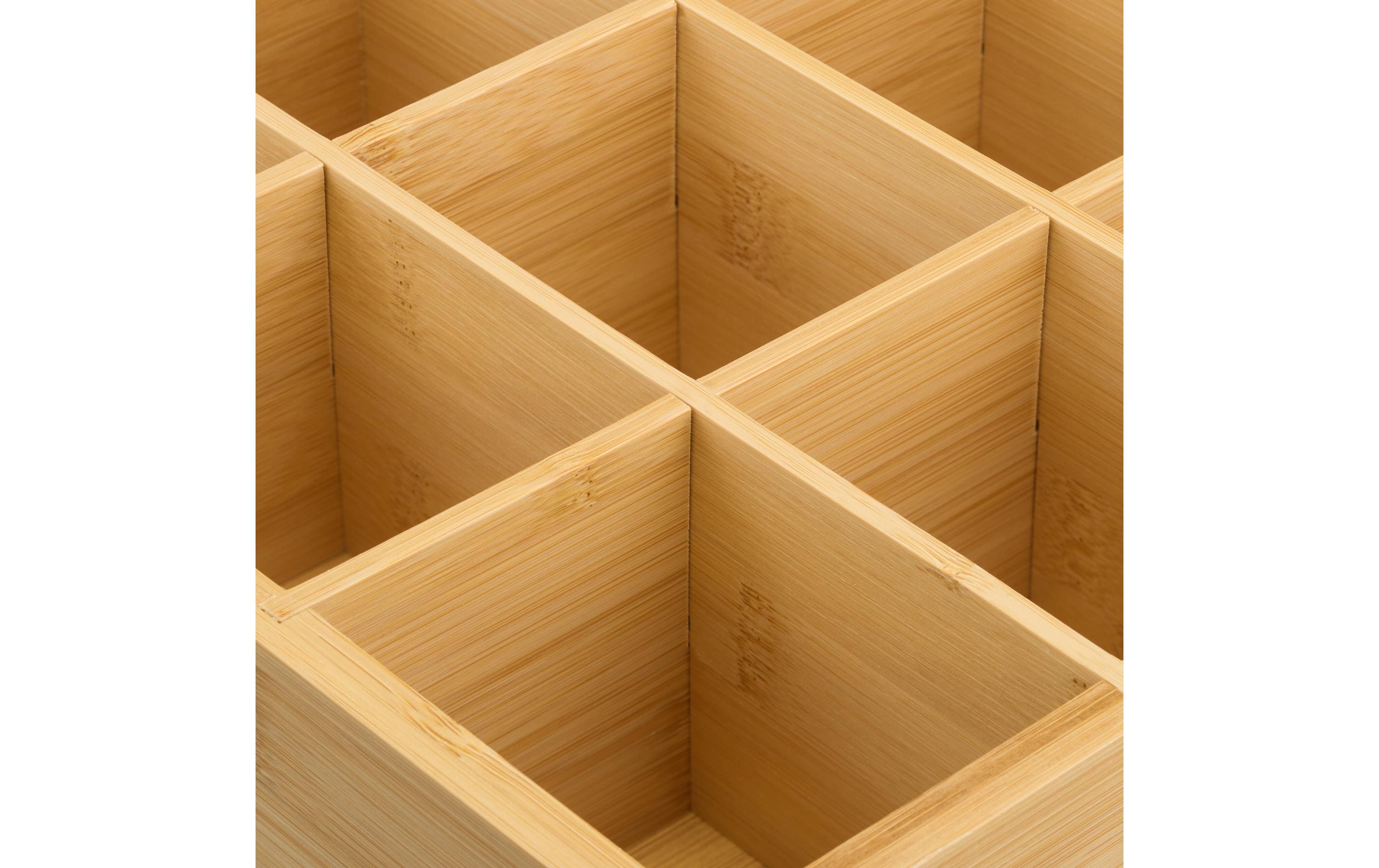 relaxdays Teebeutel-Box mit 12 Fächern, Hellbraun/Transparent