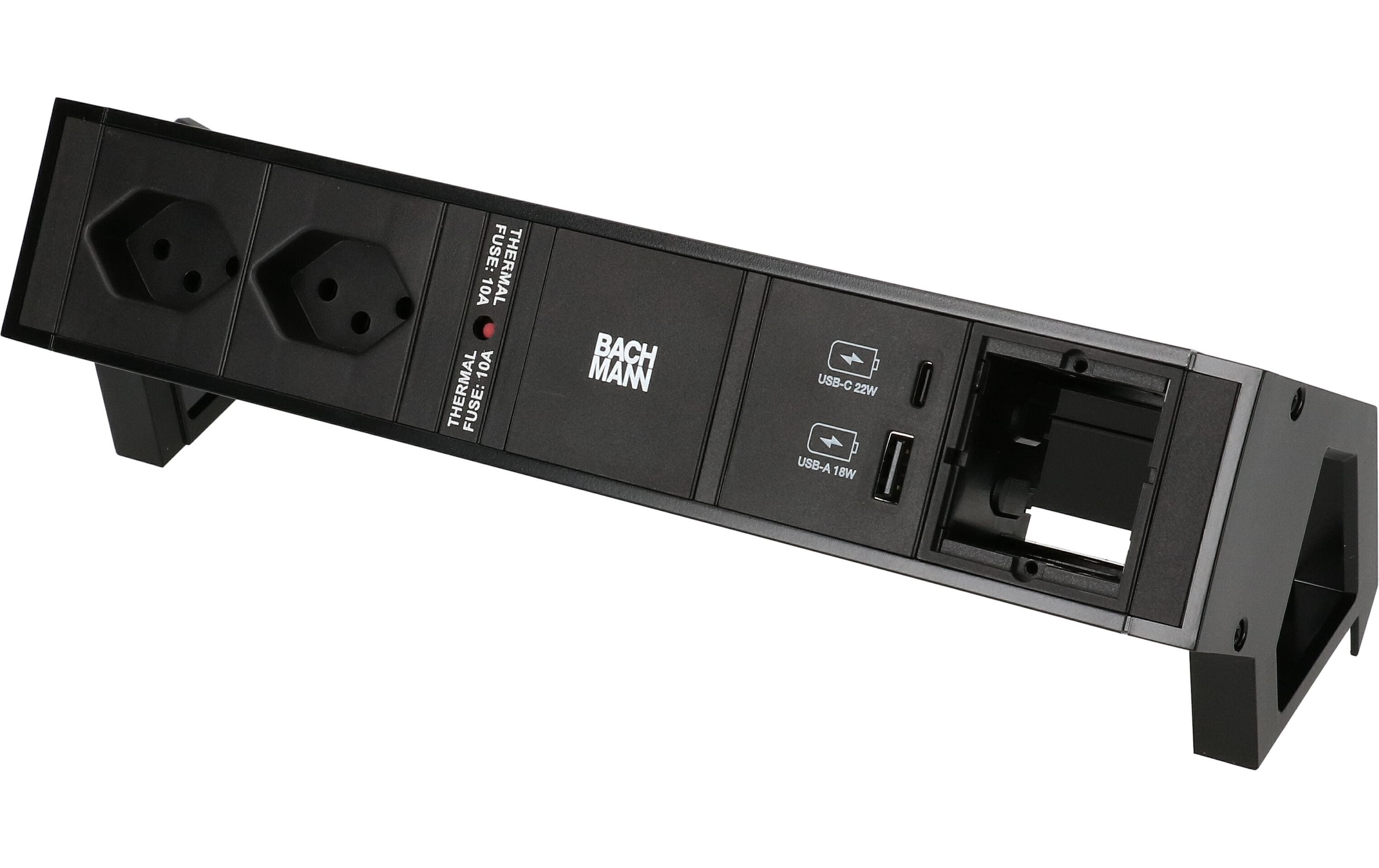 Bachmann Tischsteckdosenleiste DESK 2, 2x T13, 1x USB A/C, 1x Custom