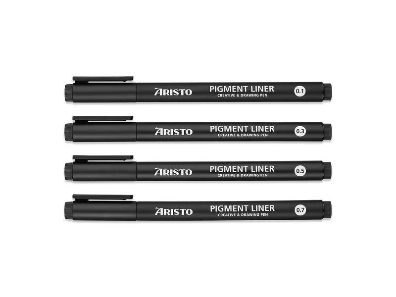 Aristo Pigment Liner 4er-Set schwarz, Stärken 0.1/0.3/0.5/0.7 mm