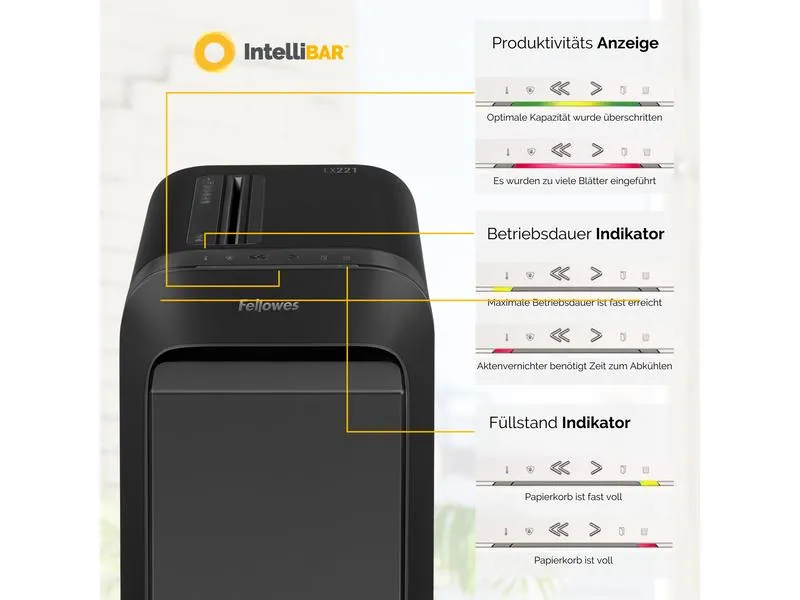 Fellowes Aktenvernichter LX221 P-5, 20 Seiten, Schwarz Fellowes Aktenvernichter LX221 P-5, 20 Seiten, Schwarz