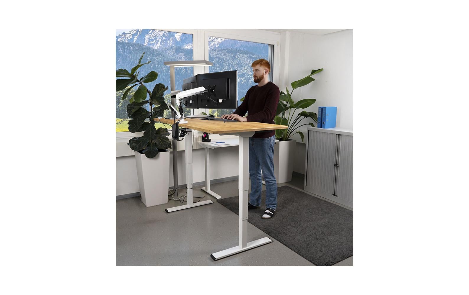 Contini höhenverstellbarer Bürotisch 1.6 x 0.8 m Eiche/Weiss