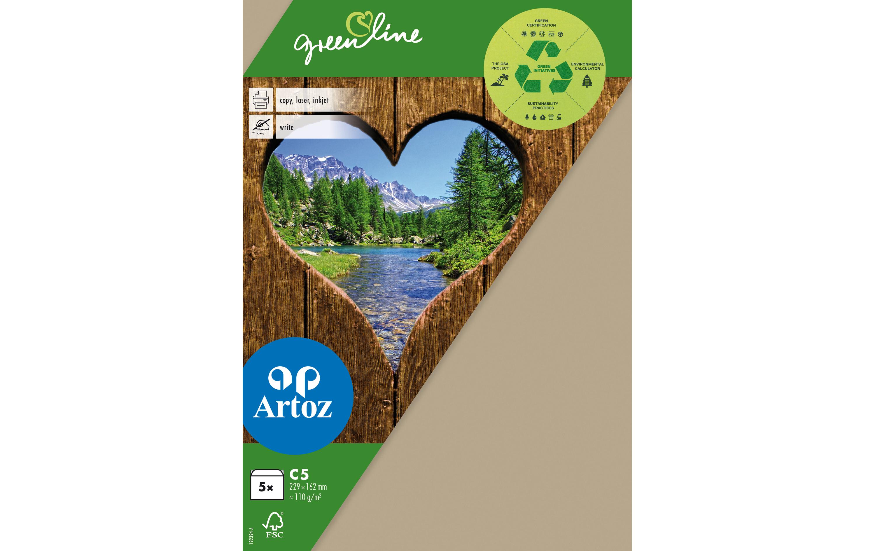 Artoz Couvert Green Line C5, 5 Stück, Hellbraun