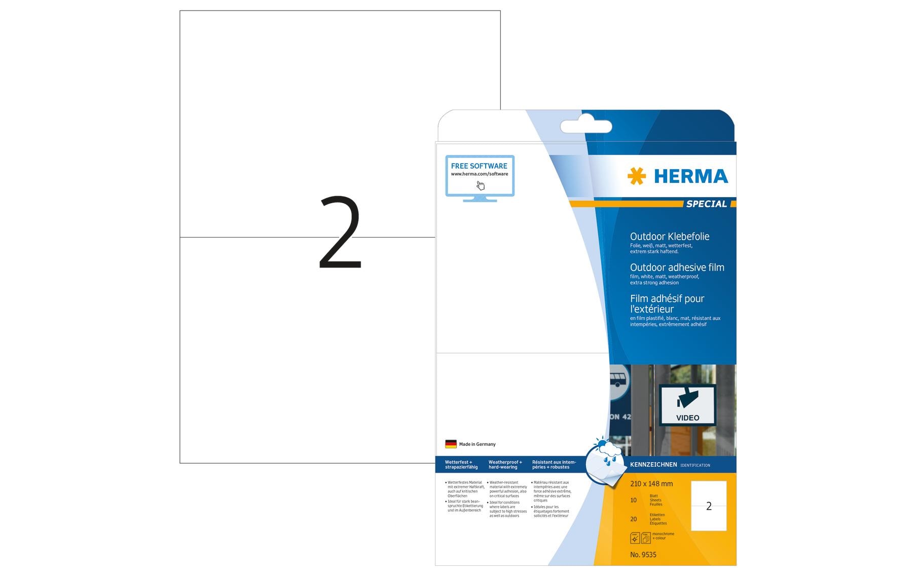 HERMA Outdoor-Etiketten 9535 210 x 148 mm, 20 Etiketten
