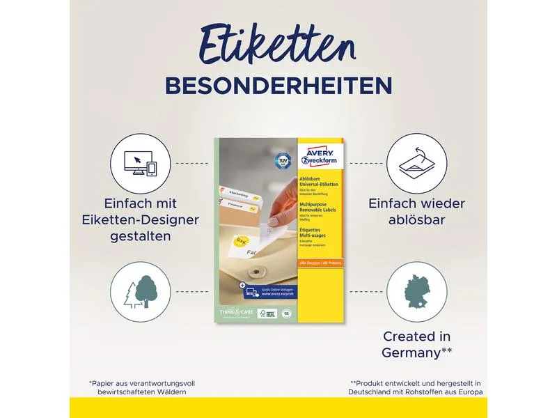 Avery Zweckform Mini-Etiketten Stick + Lift 17.8 x 10 mm, 30 Blatt