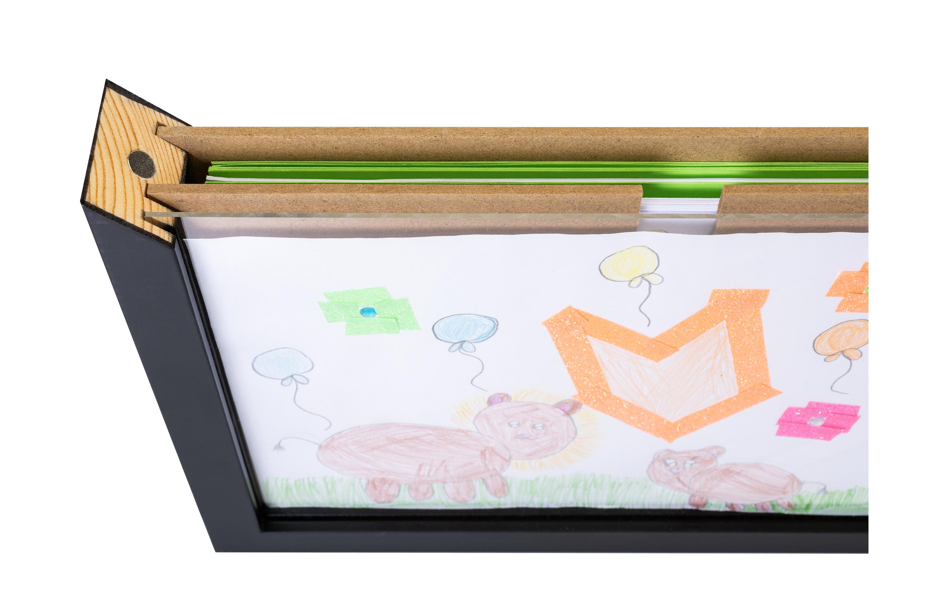 COCON Bilderrahmen für Kinderzeichnungen 35 x 26 x 5 cm, Schwarz
