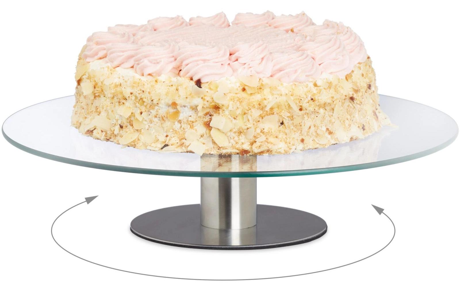 relaxdays Tortenplatte Silber/Transparent