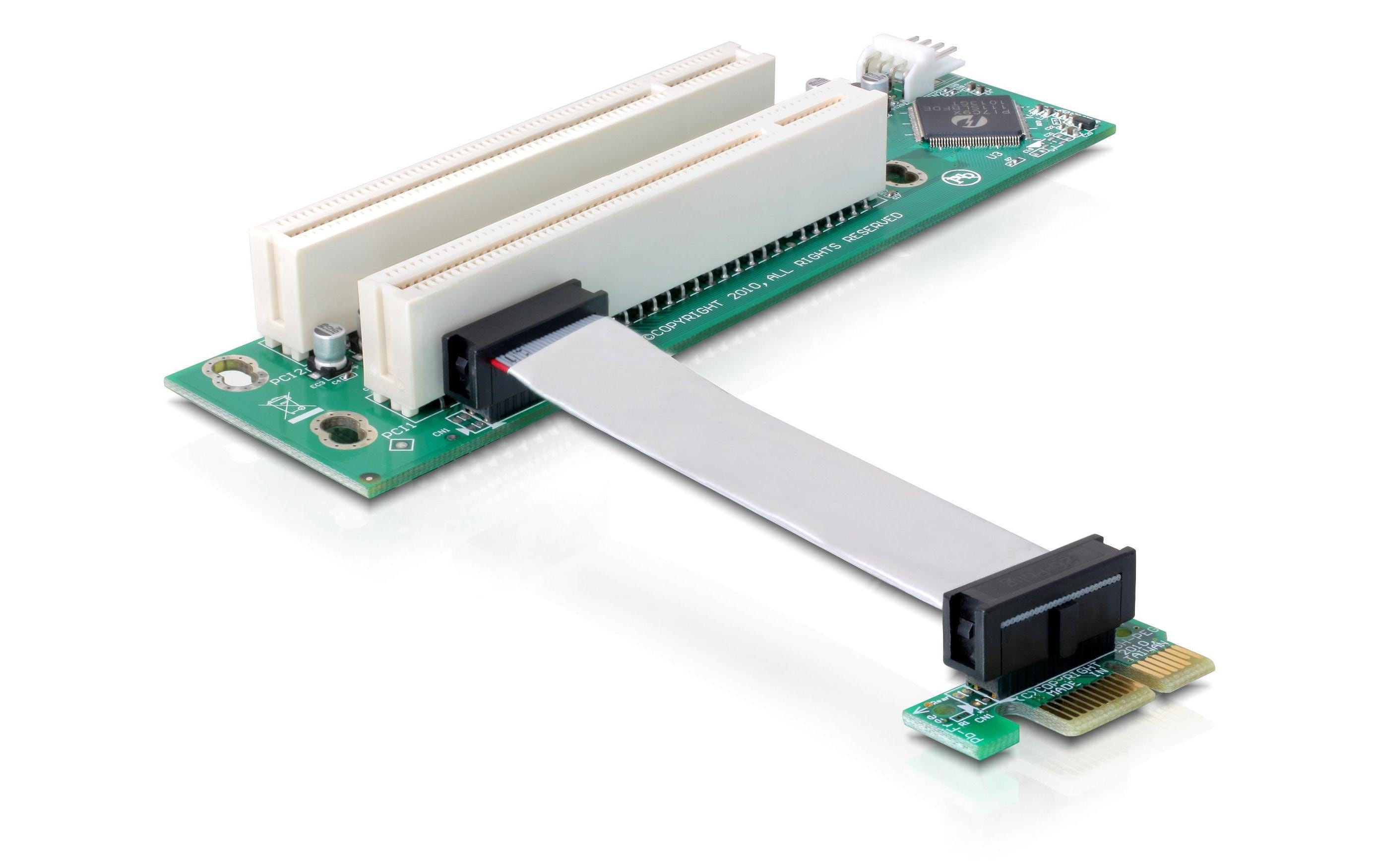 Delock PCI-E Riser Karte x1 zu 2x32-Bit PCI, 9cm Delock PCI-E Riser Karte x1 zu 2x32-Bit PCI, 9cm
