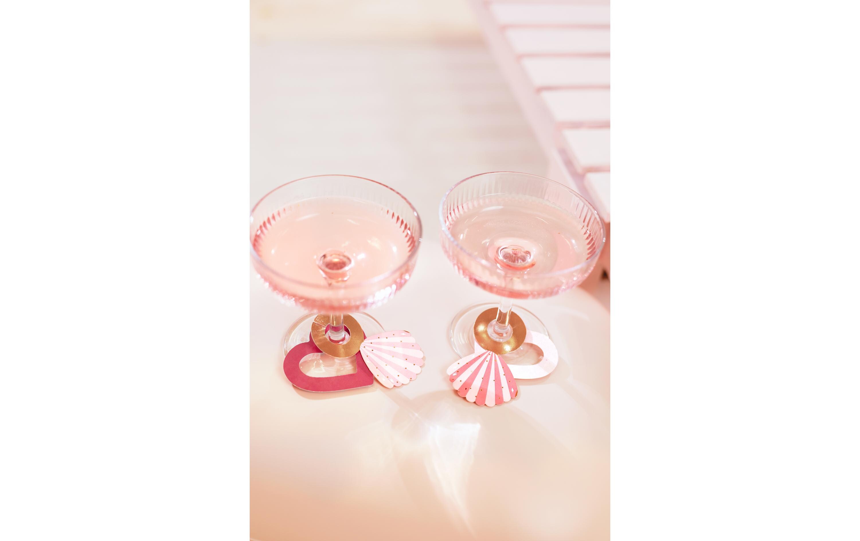 Partydeco Glasmarkierer Herz Rosa