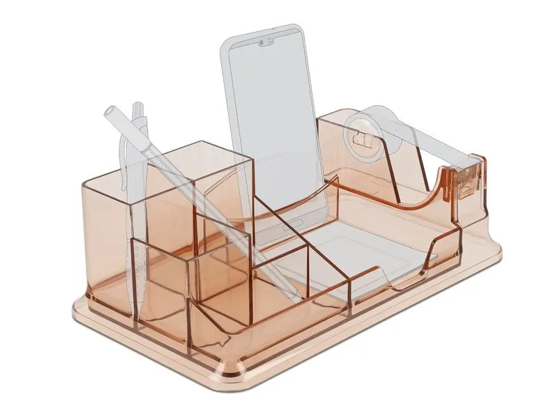 Delock Stiftehalter /Schreibtisch Organizer transparent / braun Delock Stiftehalter /Schreibtisch Organizer transparent / braun