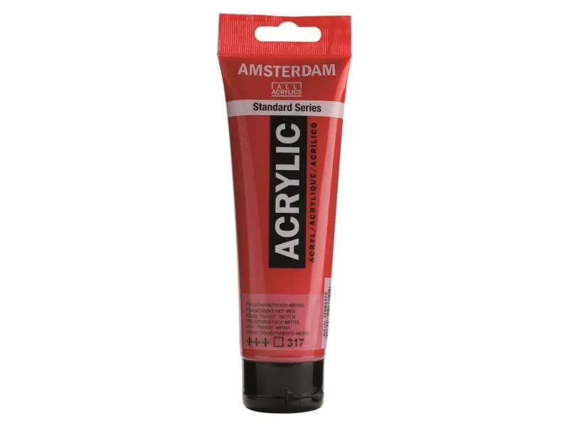 Amsterdam Acrylfarbe Standard 317 Rot transparent, 120 ml Amsterdam Acrylfarbe Standard 317 Rot transparent, 120 ml