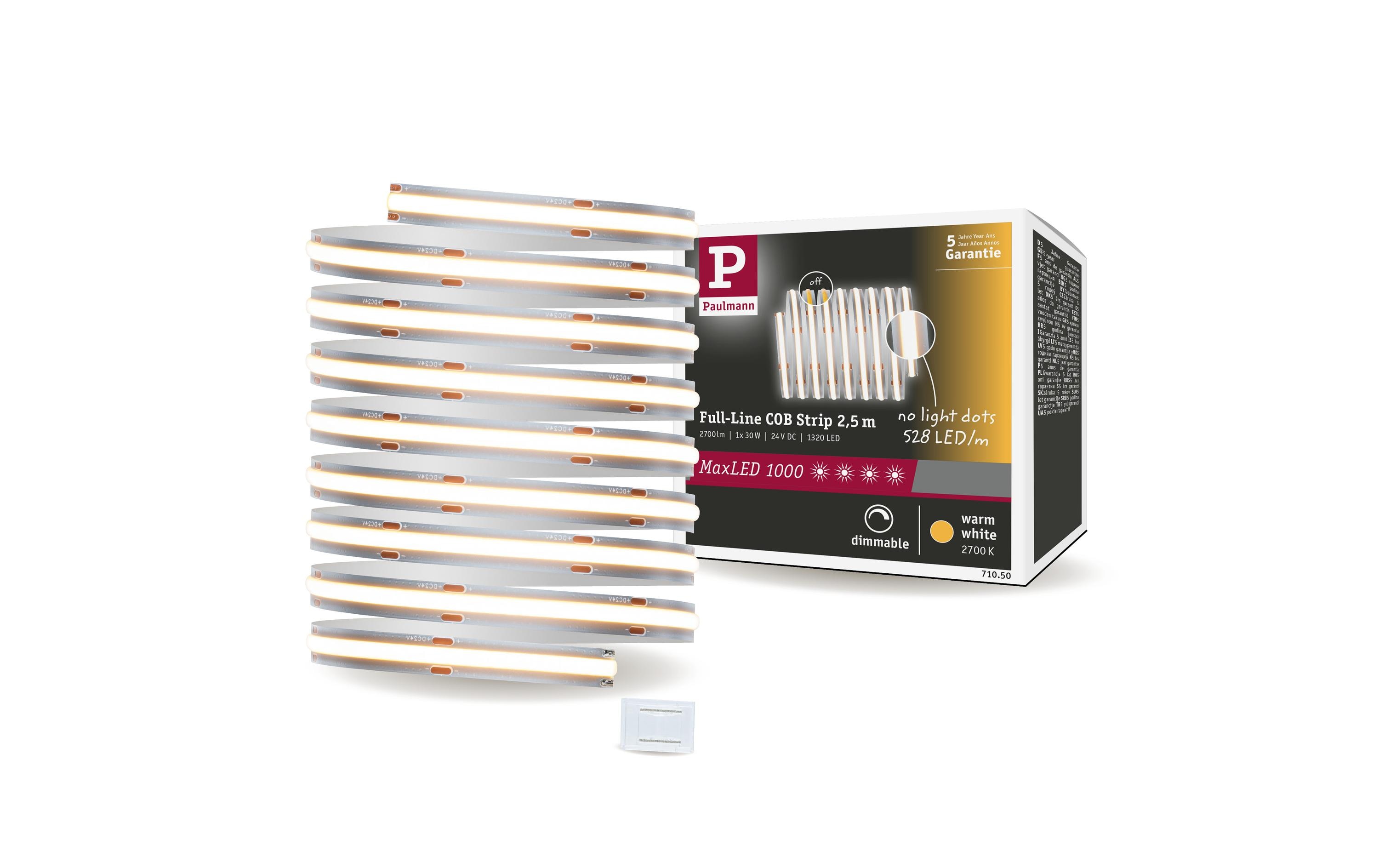 Paulmann LED-Stripe MaxLED 1000 Einzelstripe COB, 2700K, 2.5m, Silber