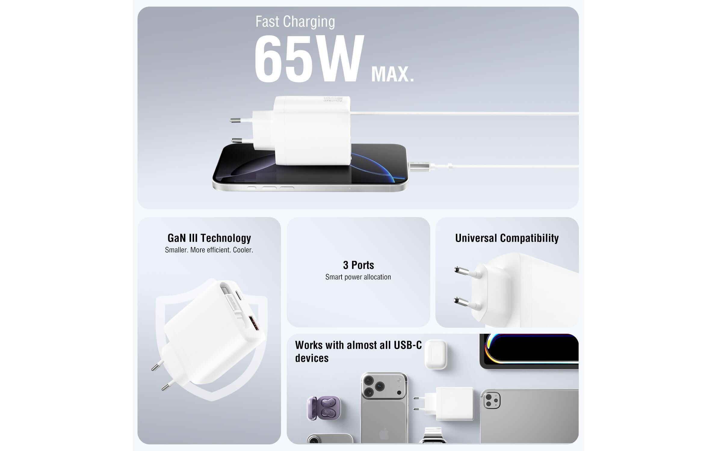 4smarts USB-Wandladegerät PDPlug Slim 65W GaN Jojo Weiss 4smarts USB-Wandladegerät PDPlug Slim 65W GaN Jojo Weiss