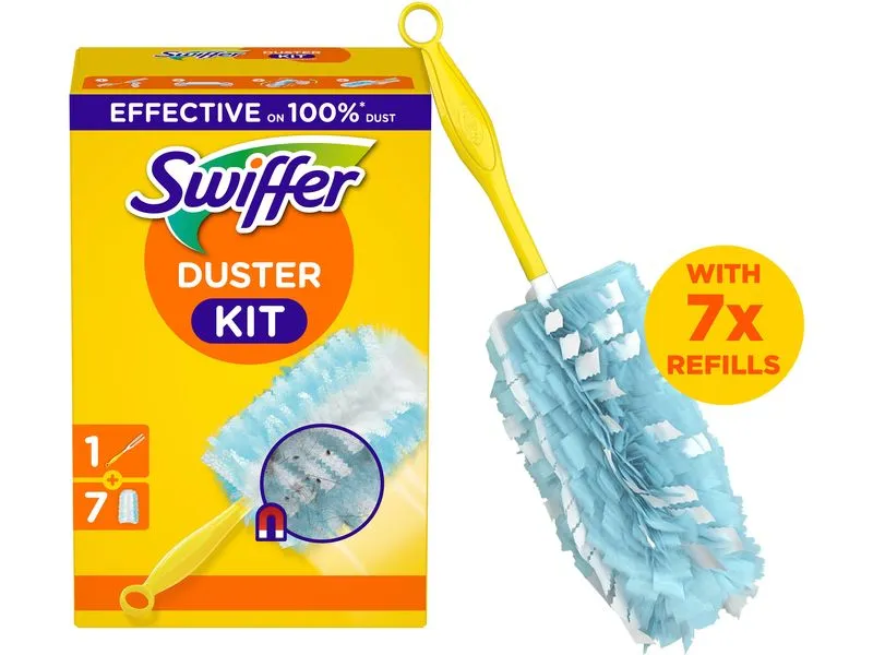 Swiffer Staubmagnet mit Griff 7 Stück, Blau/Gelb