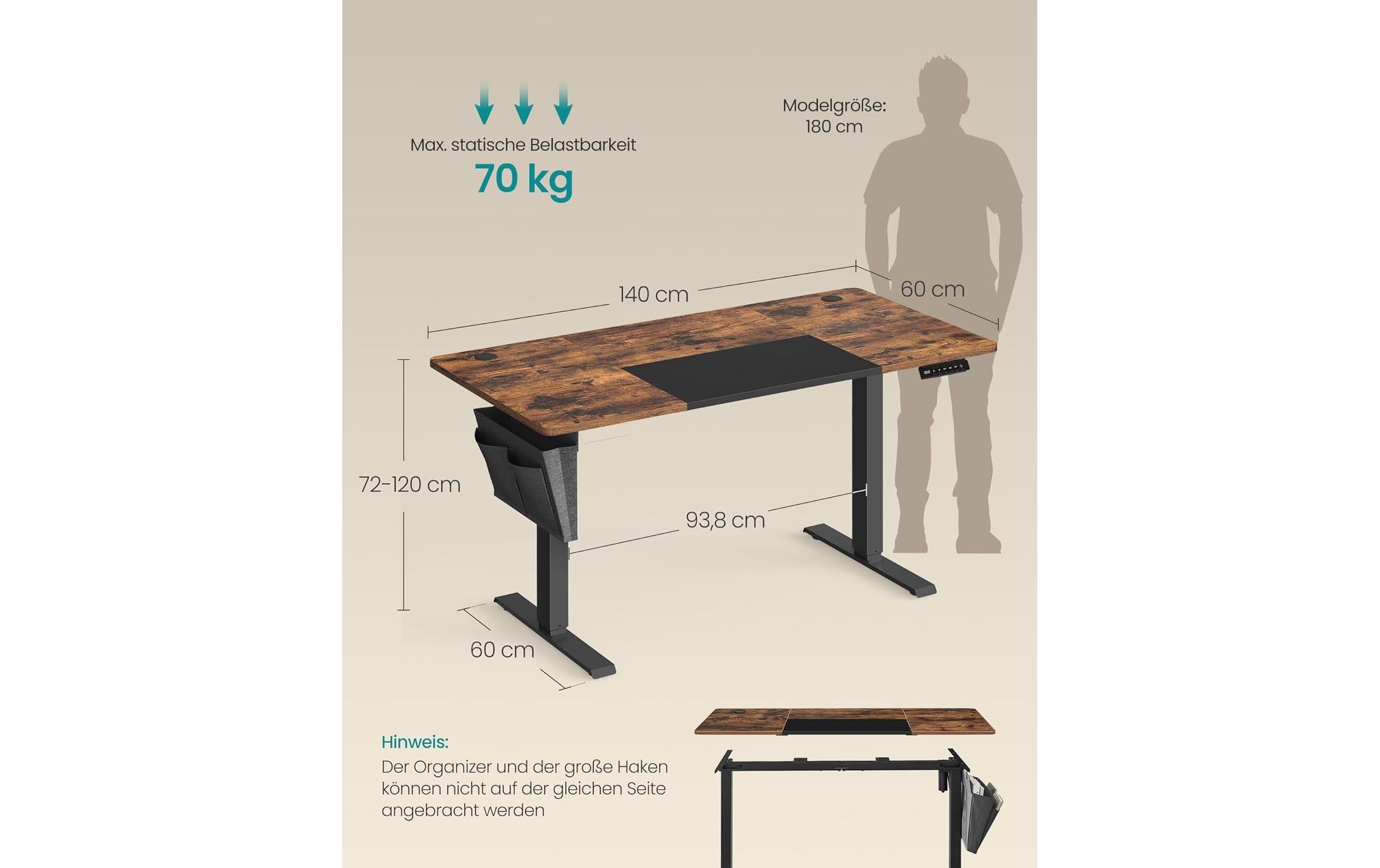 Songmics Bürotisch 140 x 60 cm