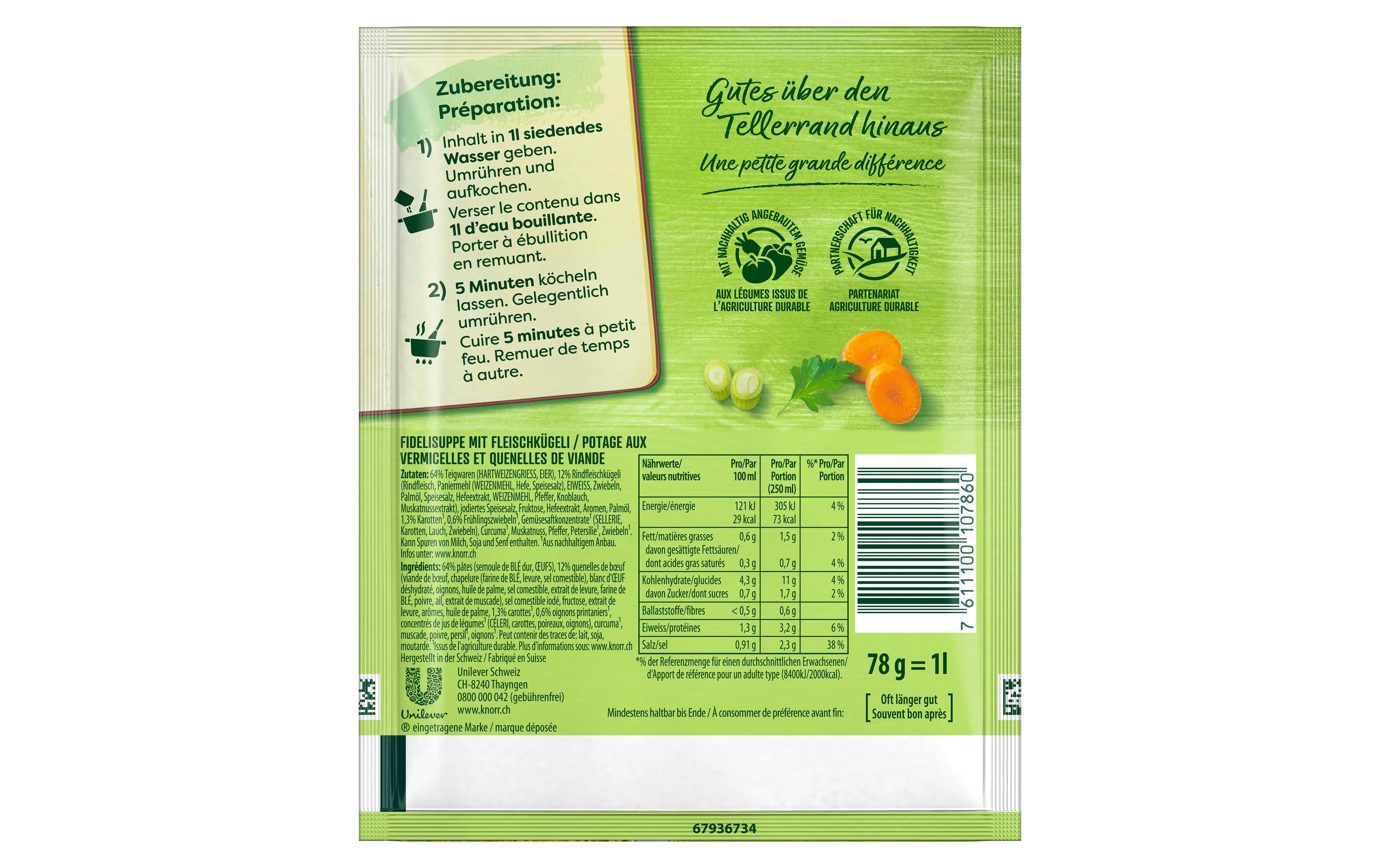 Knorr Fidelisuppe mit Fleischkügeli 4 Portionen