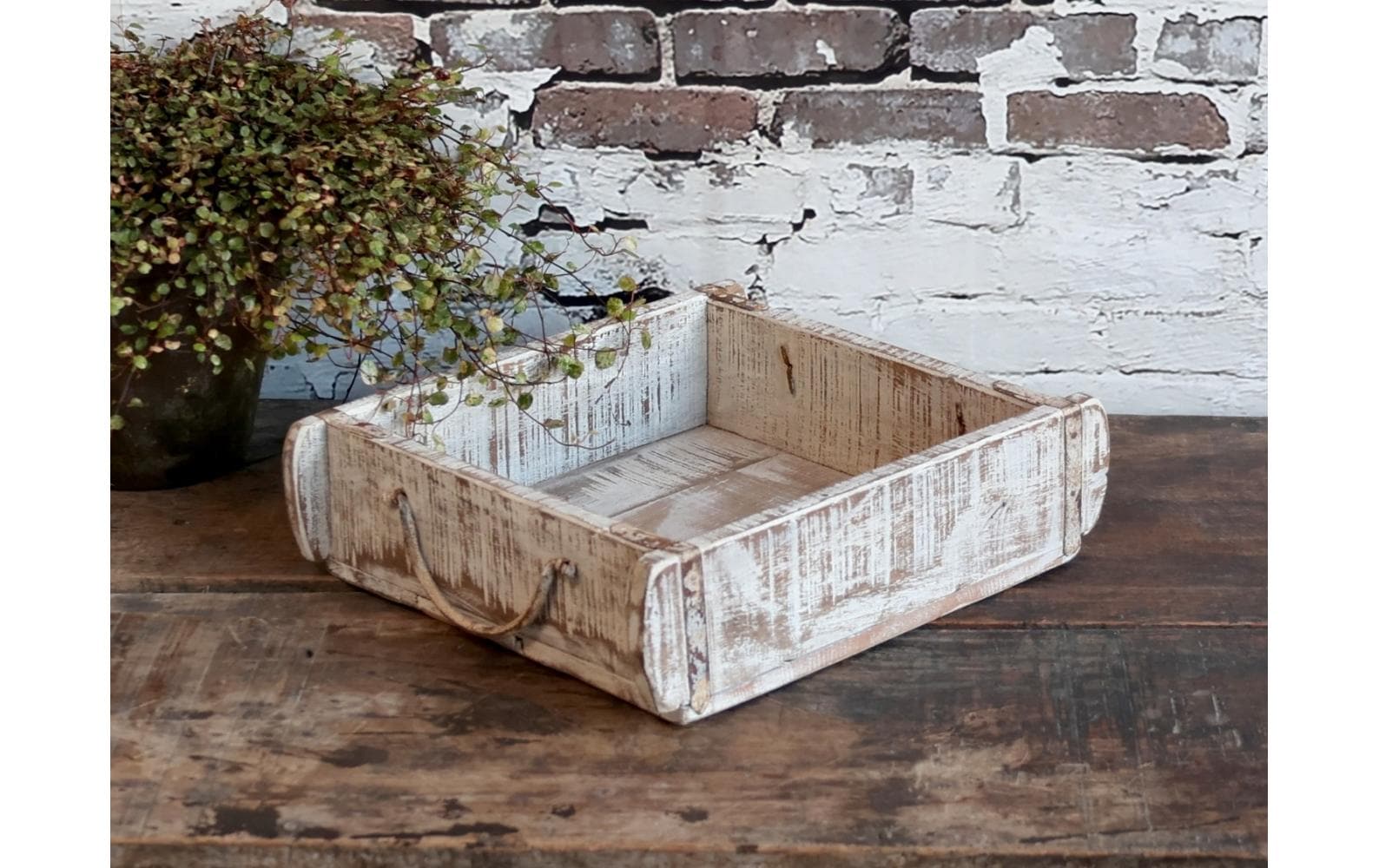Chic Antique Aufbewahrung alte Backsteinform unika 7.5 x 22.5 cm, Weiss