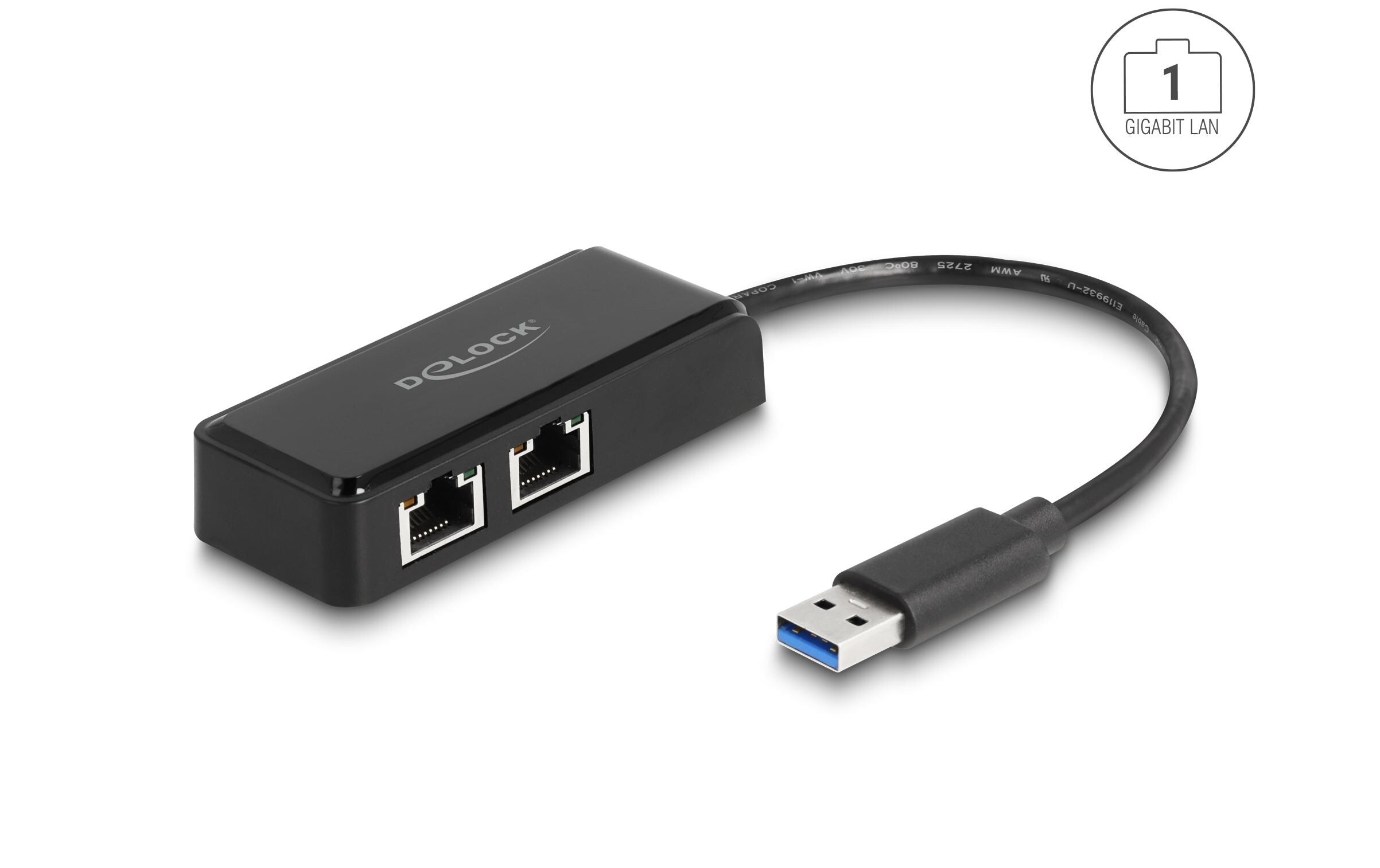 Delock Netzwerk-Adapter USB Typ-A / RJ-45 Anschlüsse x 2 Delock Netzwerk-Adapter USB Typ-A / RJ-45 Anschlüsse x 2