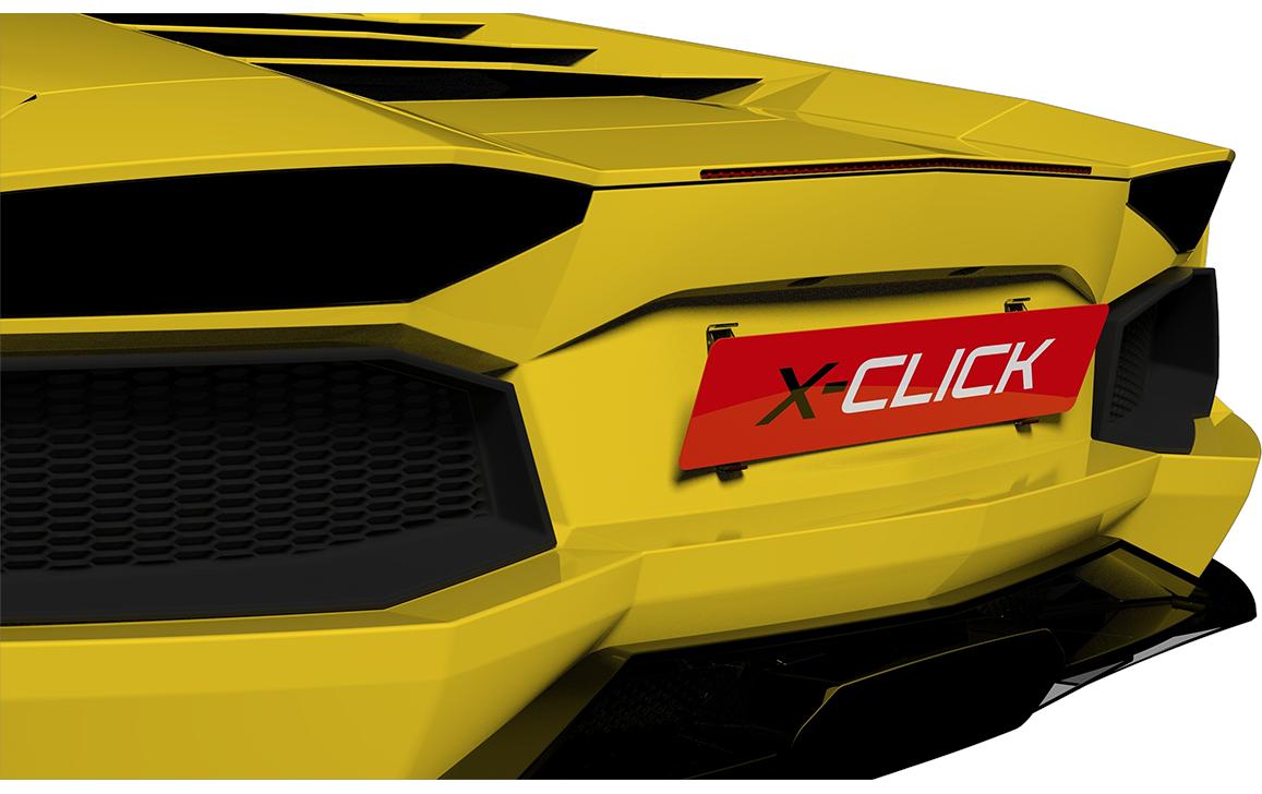 X-Click Rahmenloser Nummernhalter Shadow Black, 30 x 8 cm/50 x 11 cm