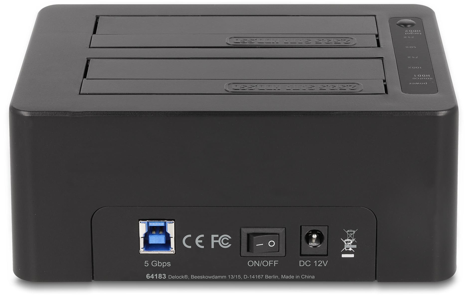 Delock Docking- und Klonstation USB-C – 2 x SATA HDD/SSD