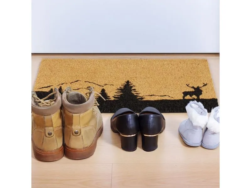 relaxdays Fussmatte Hirsch & Bäume 42 cm x 62 cm relaxdays Fussmatte Hirsch & Bäume 42 cm x 62 cm