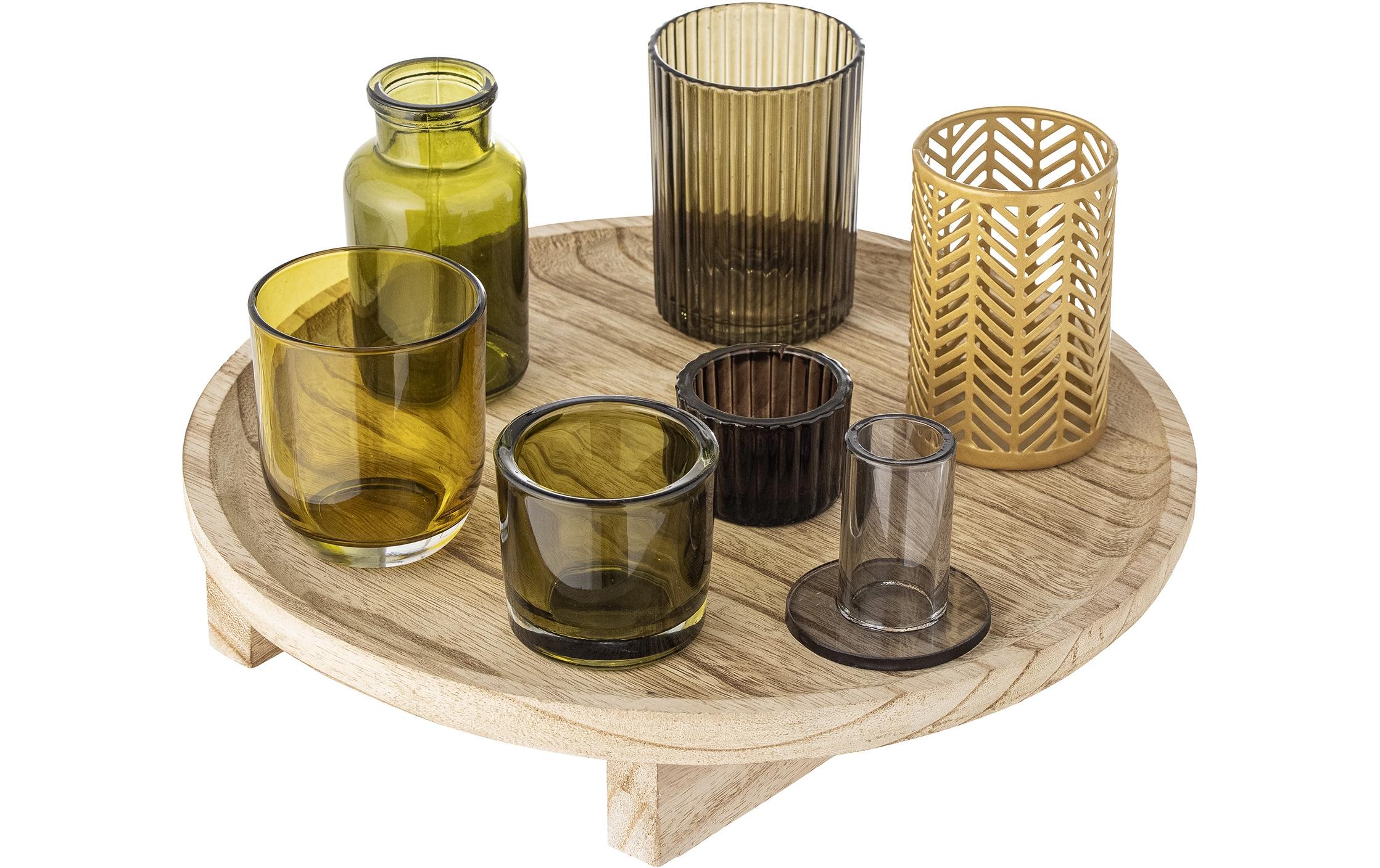 Bloomingville Windlicht Sanga 8er Set, Glas/Holz, Grün