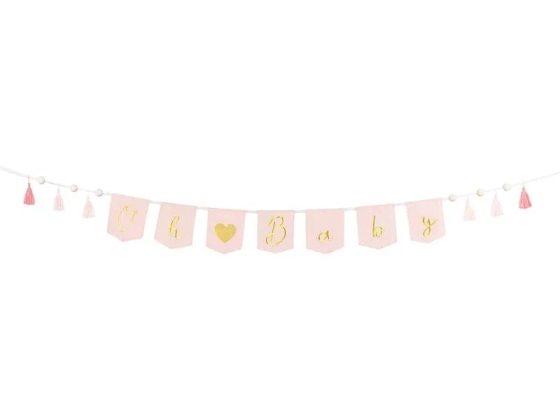 Partydeco Girlande Oh Baby 2.5 m, Gold/Hellrosa