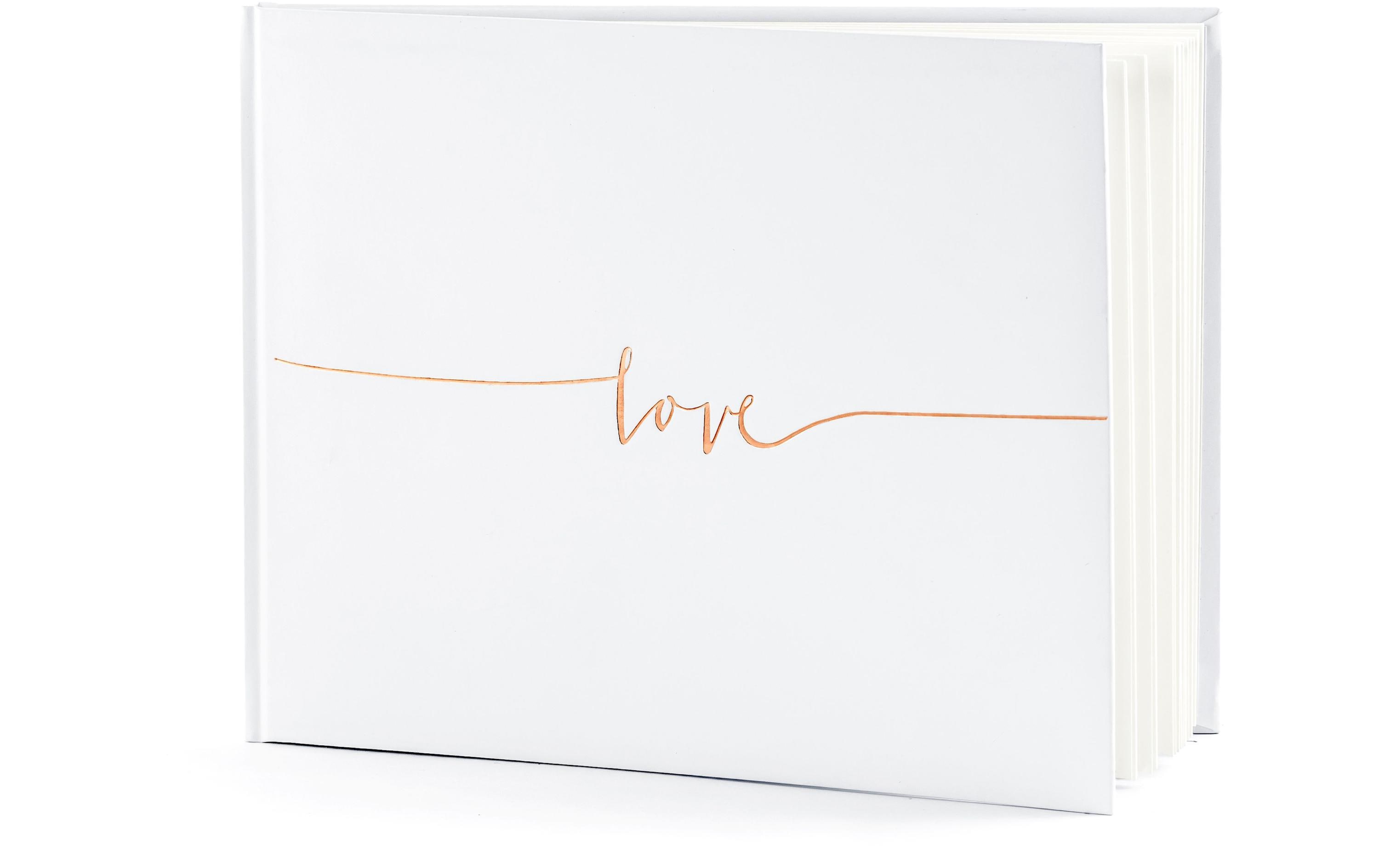 Partydeco Gästebuch Love 24 x 18.5 cm, 22 Seiten, Rosegold; Weiss