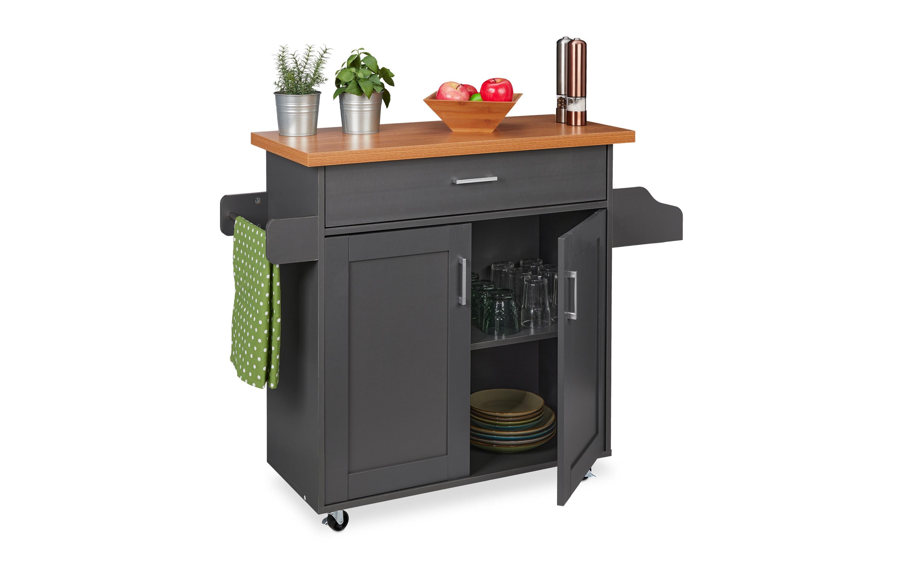 relaxdays Küchenwagen 114 x 90 x 39.5 cm, Grau